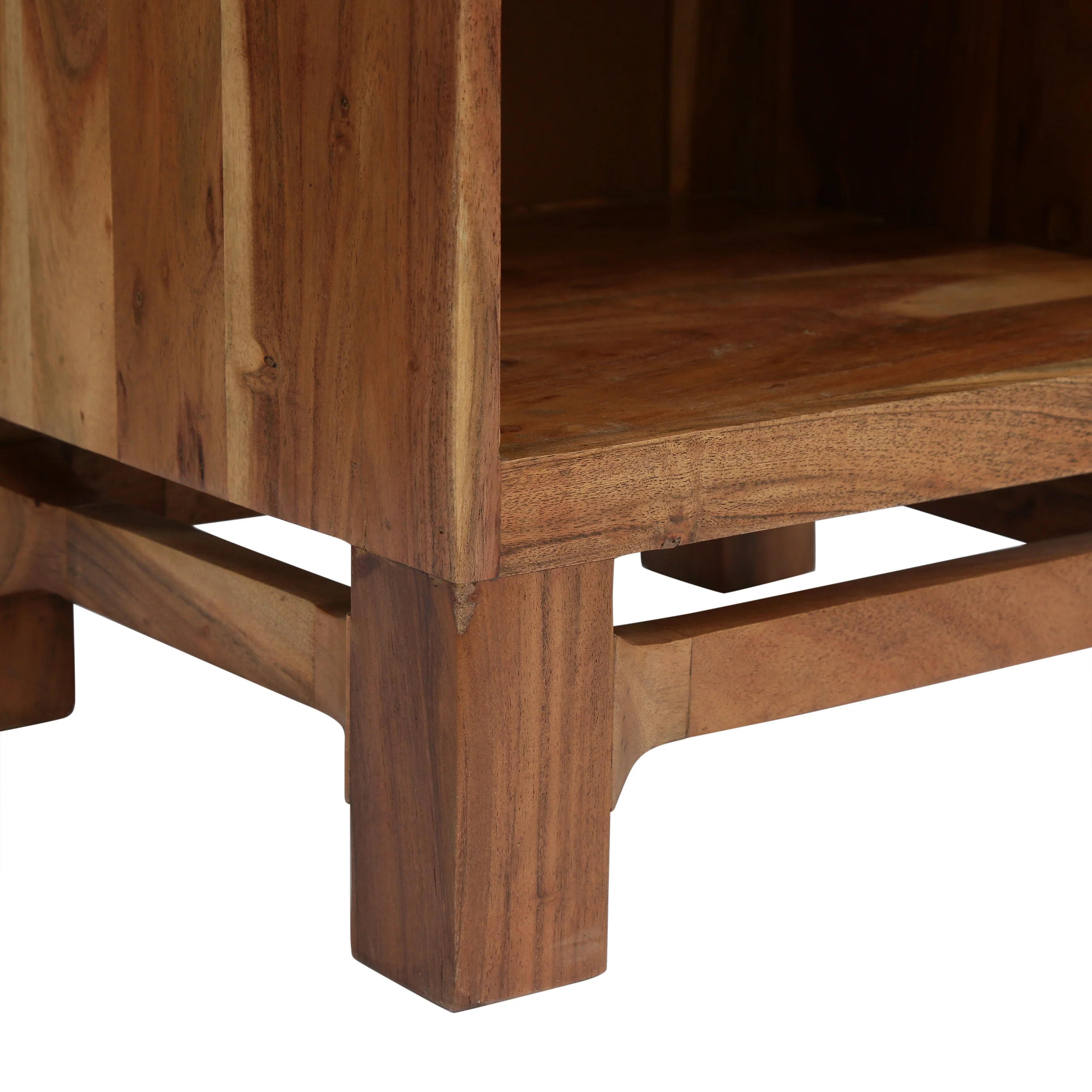 Lindale Boho Handcrafted Acacia Wood Nightstand - furnishings