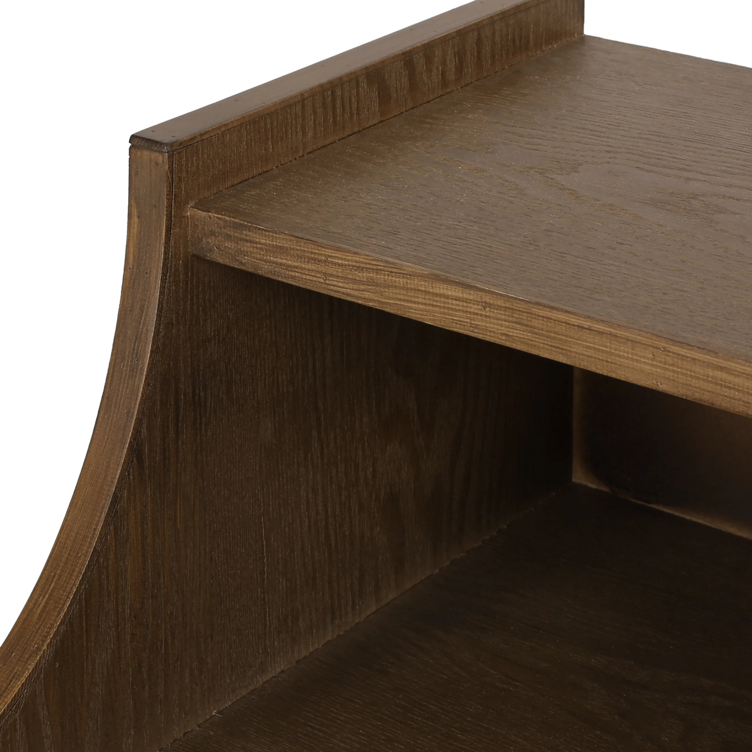 Hulett Contemporary End Table with Hutch, Walnut, Natural, and Antique Gold - furnishings