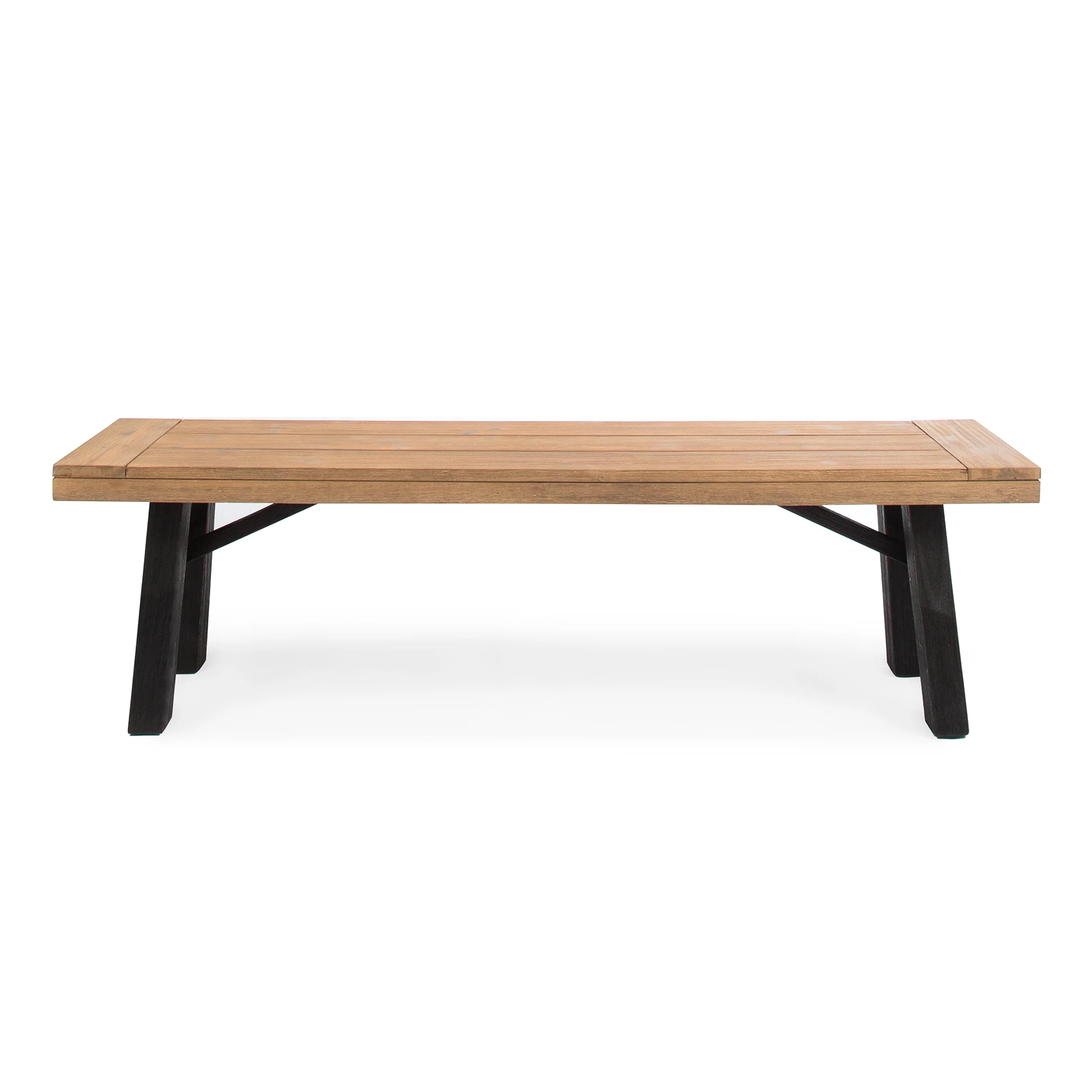 Kirk Outdoor Brushed Gray Acacia Wood Dining Bench - furnishings