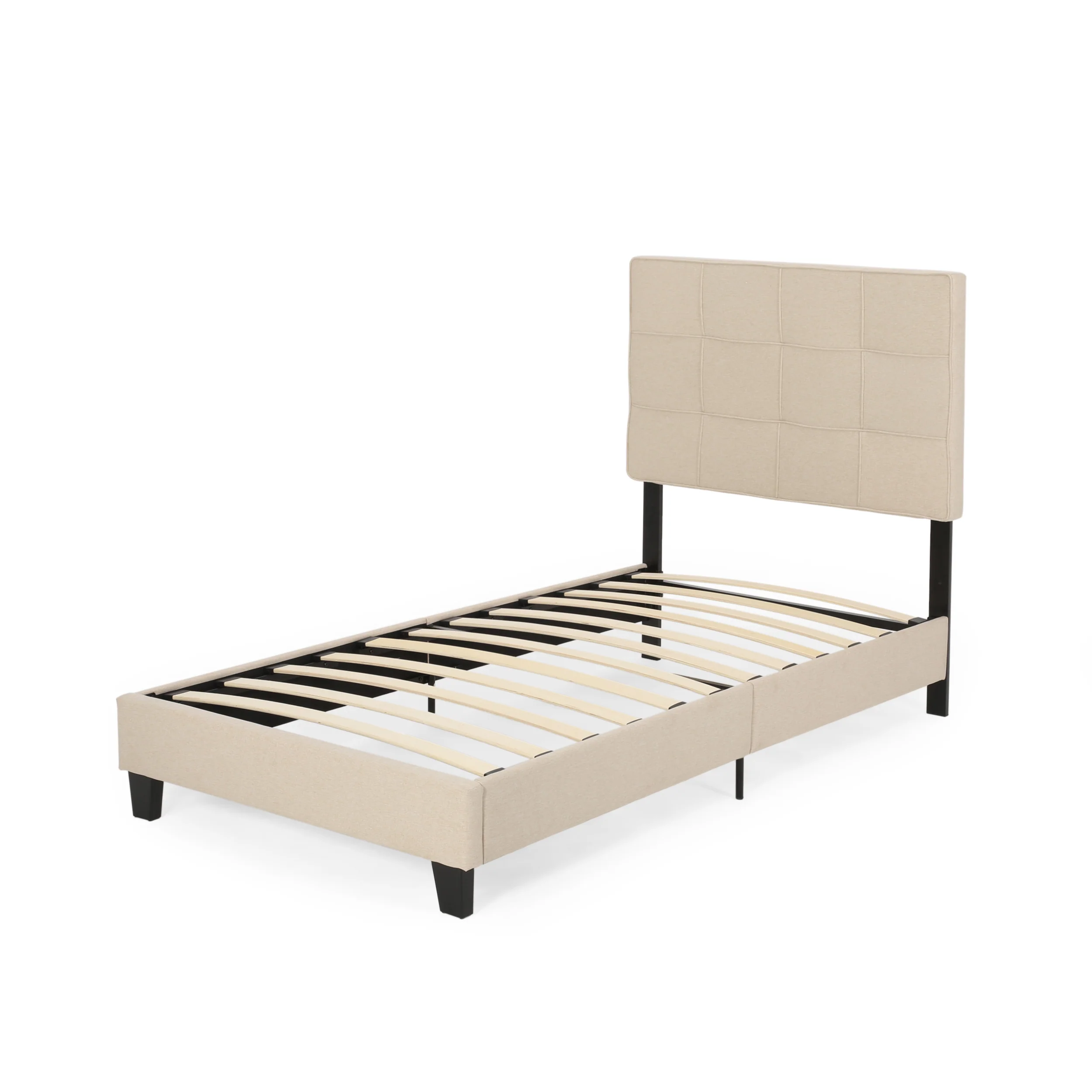 Salome Fully-Upholstered Platform Bed Frame, Low-Profile,  Contemporary - furnishings