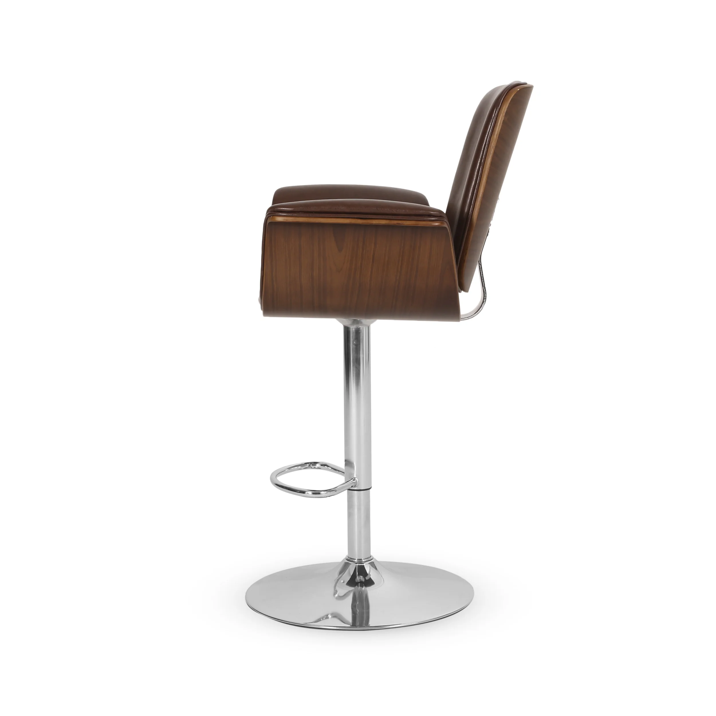Canyon Mid Century Modern Bentwood Adjustable Swivel Barstools, Set of 2 - furnishings