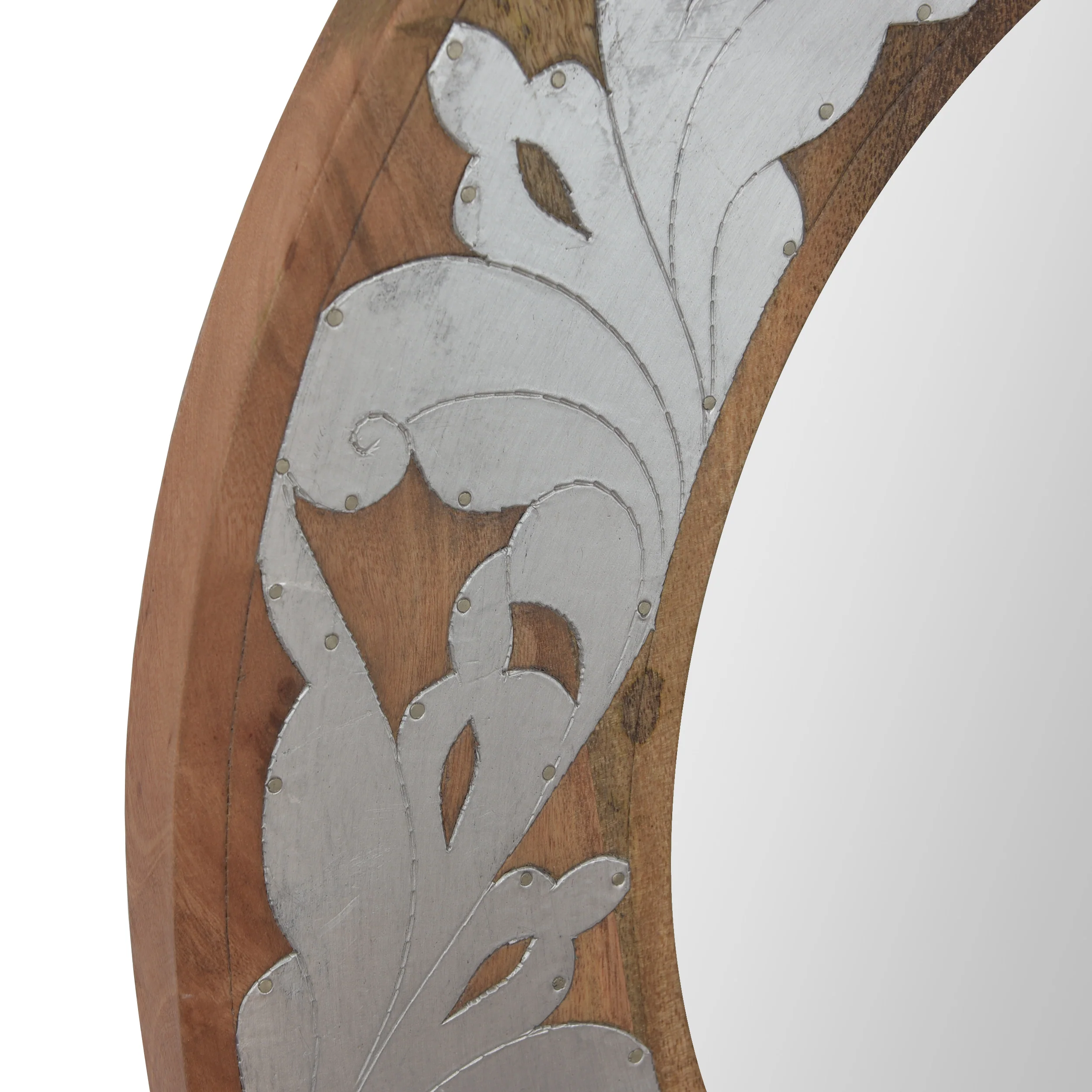 Danyella Mango Wood Aluminum Fitted Round Mirror - furnishings