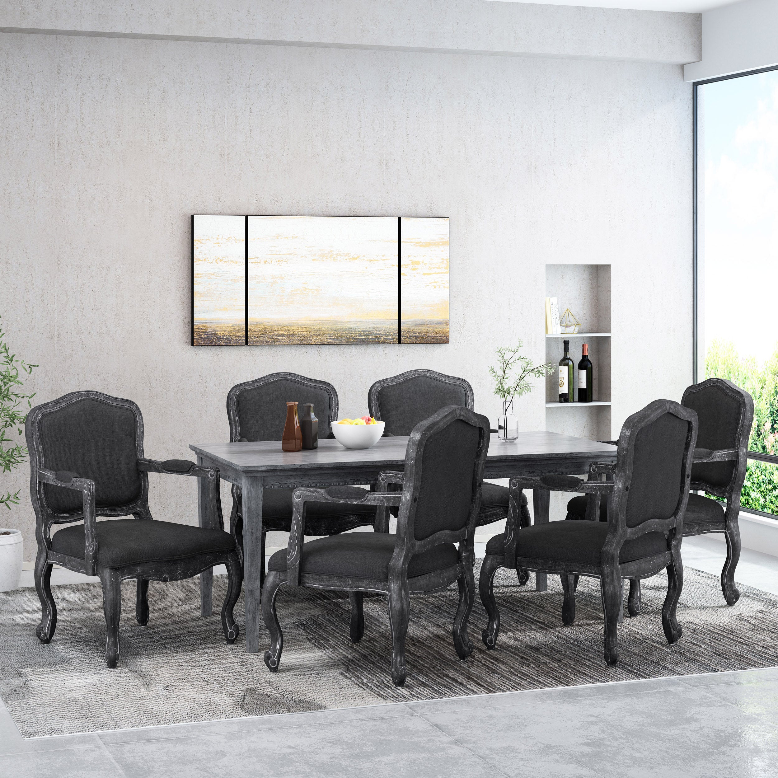 Stene French Country Wood Upholstered Dining Armchair - furnishings