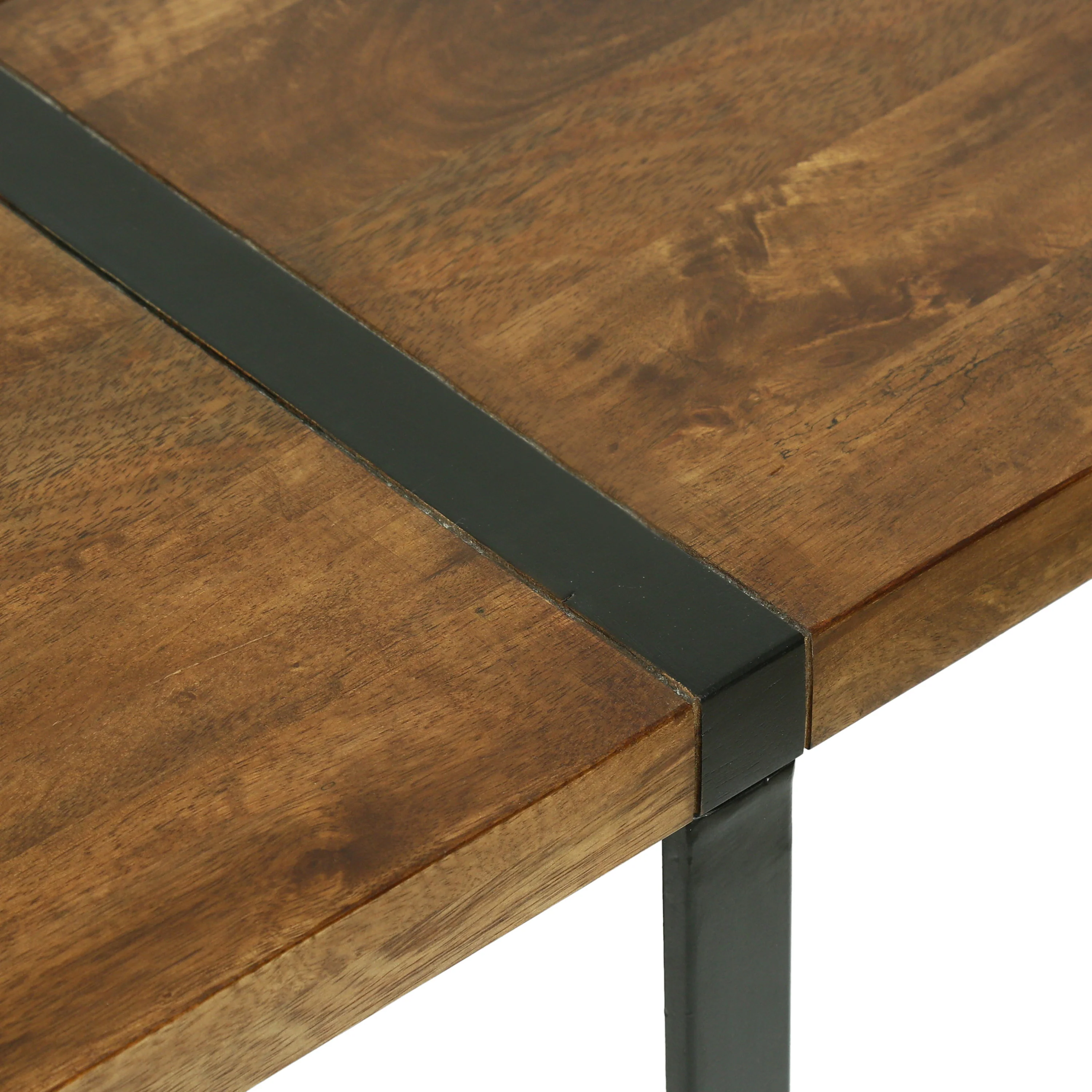 Riverlake Handmade Mango Wood and Iron Square Coffee Table, Walnut Brown and Black - furnishings