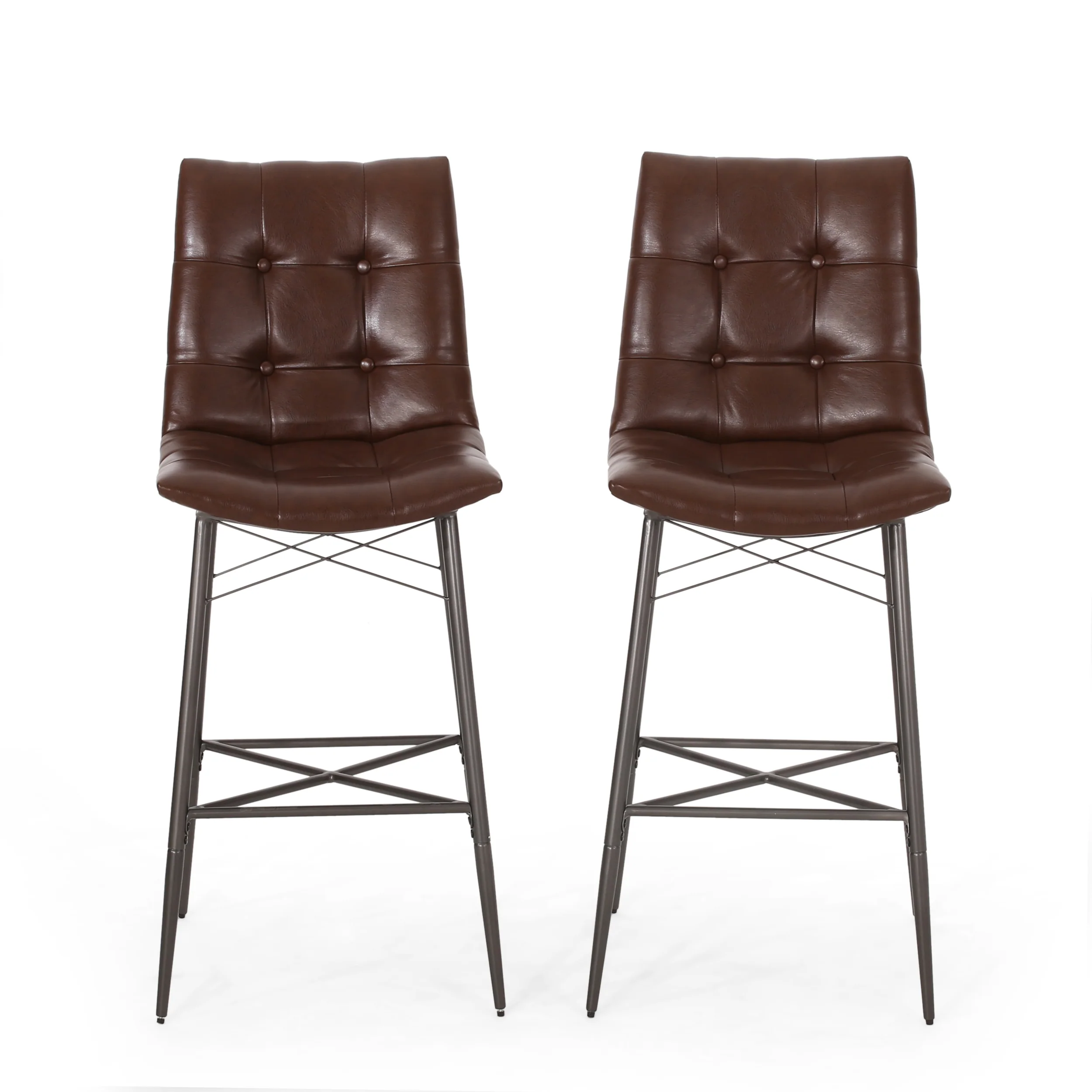 Brayer Contemporary Tufted Barstools, Set of 2 - furnishings