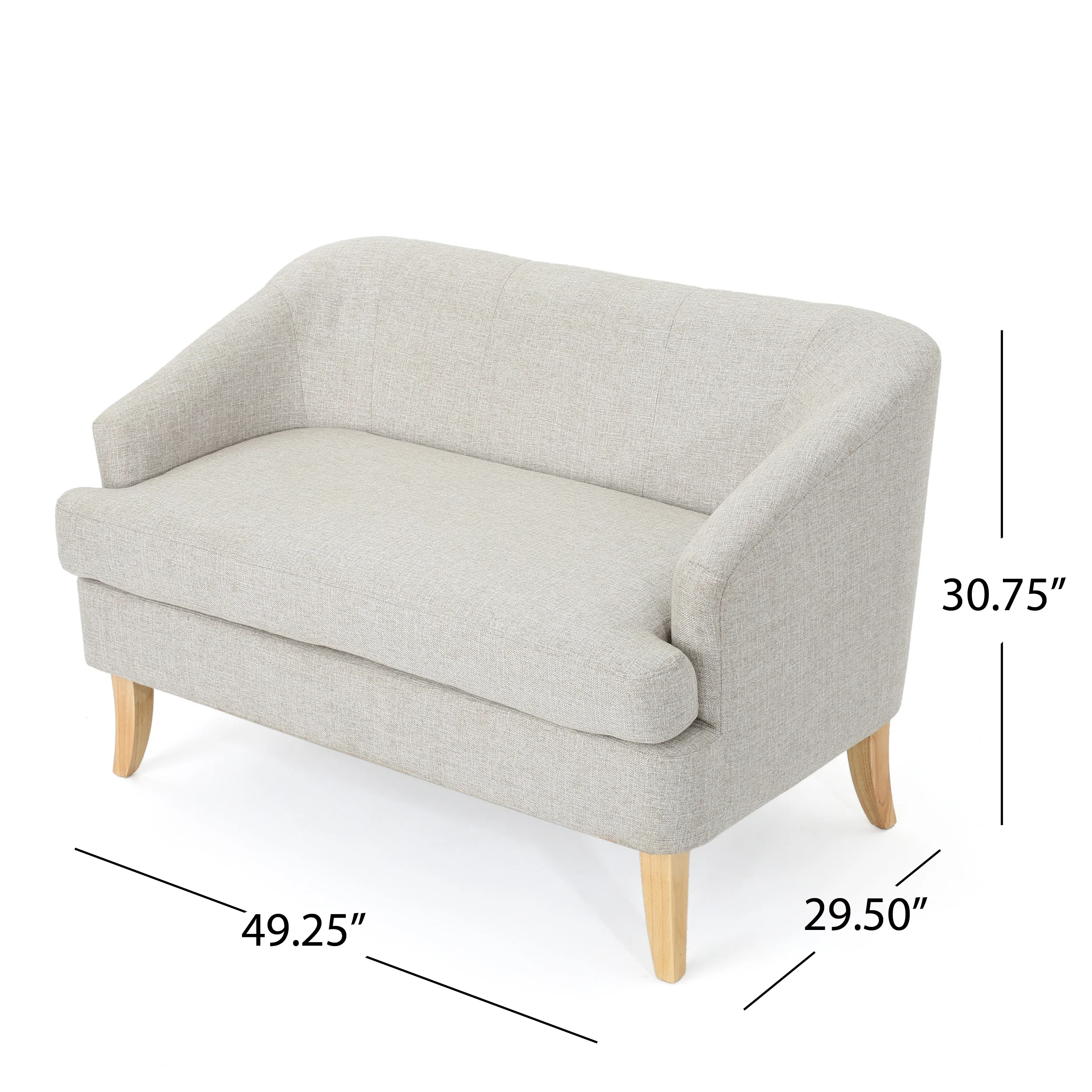 Shelby Mid Century Modern Fabric Settee - furnishings