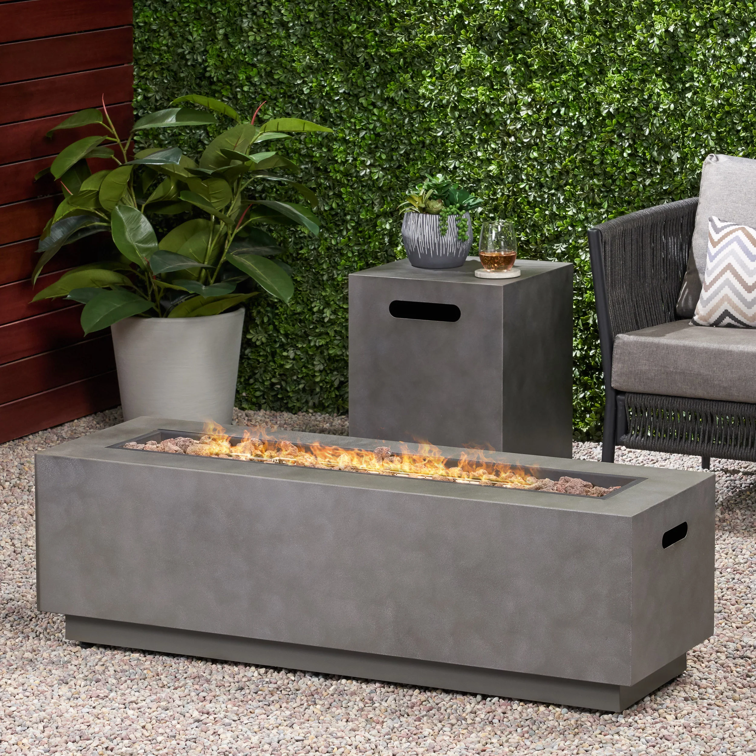 Jefferson Outdoor Rectangular Fire Pit with Tank Holder - furnishings