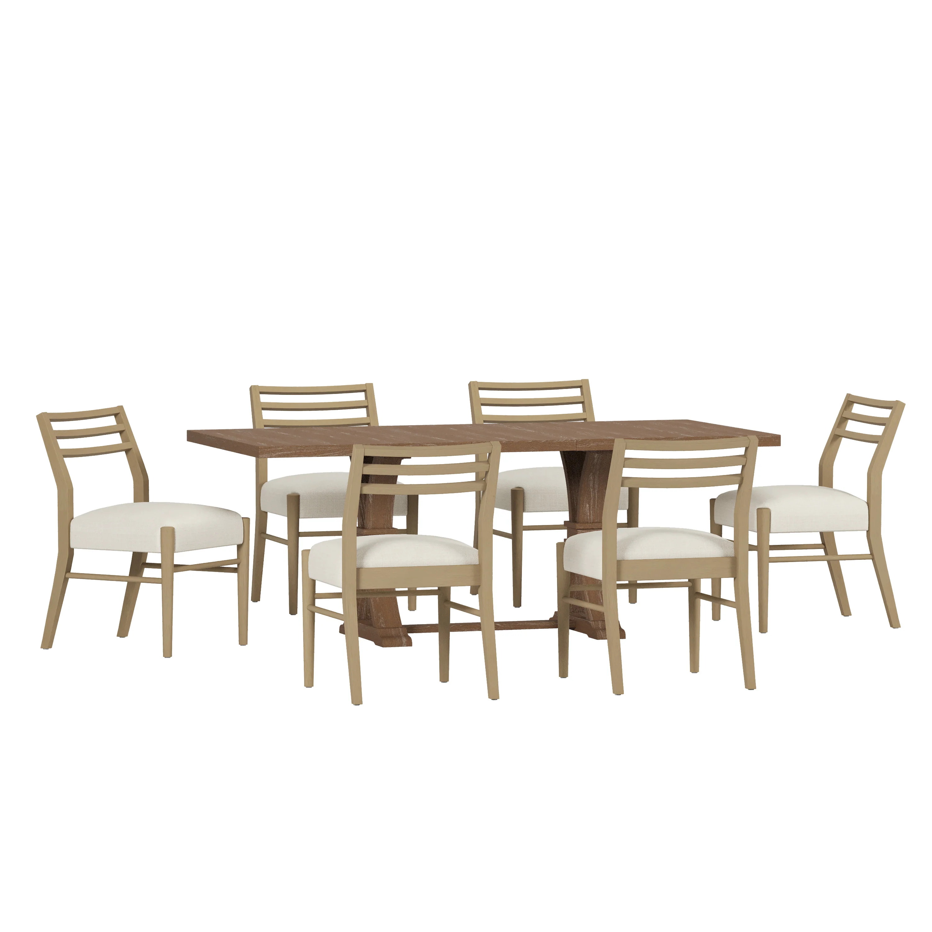 Berrett Farmhouse Fabric Upholstered Wood Expandable 7 Piece Dining Set - furnishings