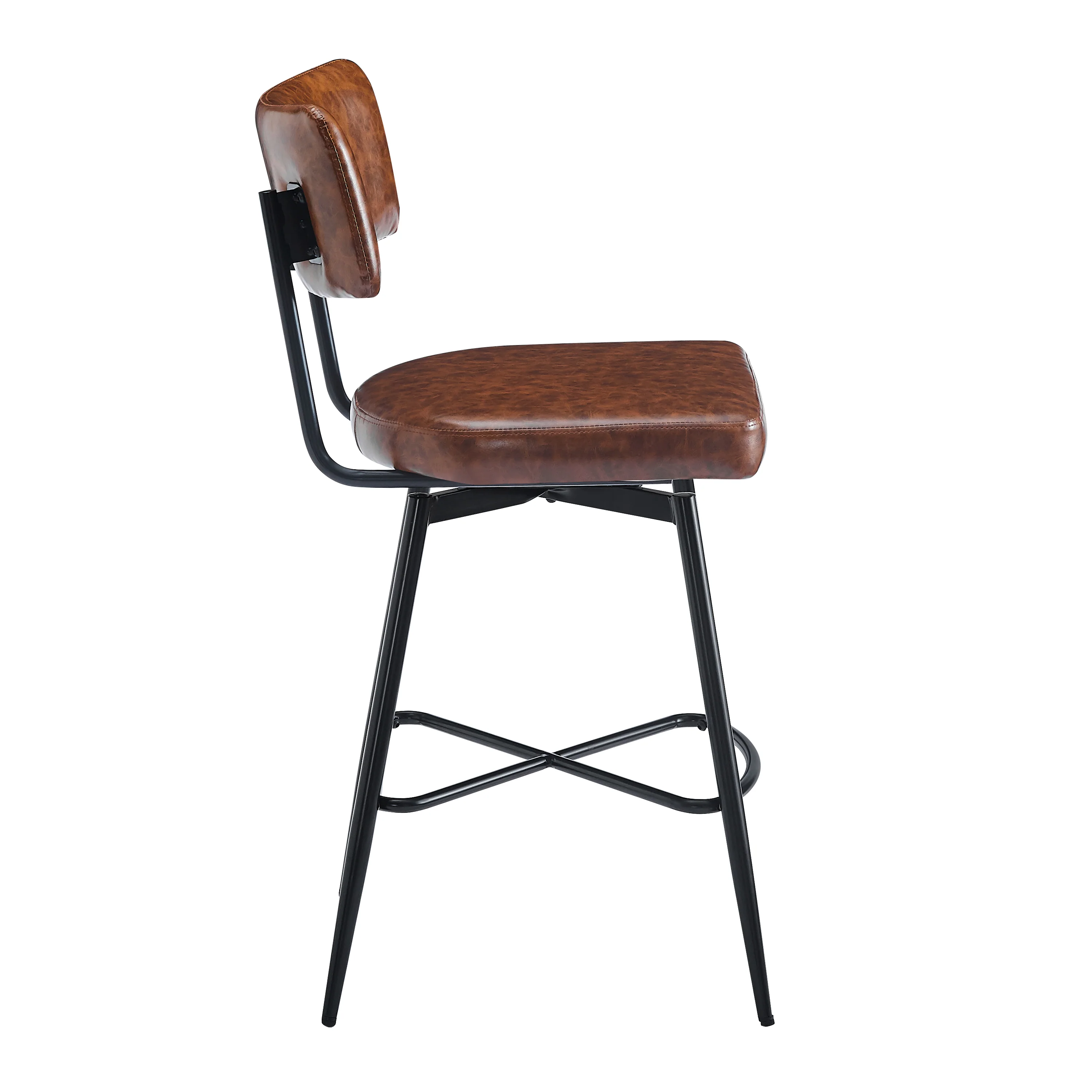 Junipera 360 Degree Swivel Counter Stools Upholstered PU Leather Bar Stools - furnishings