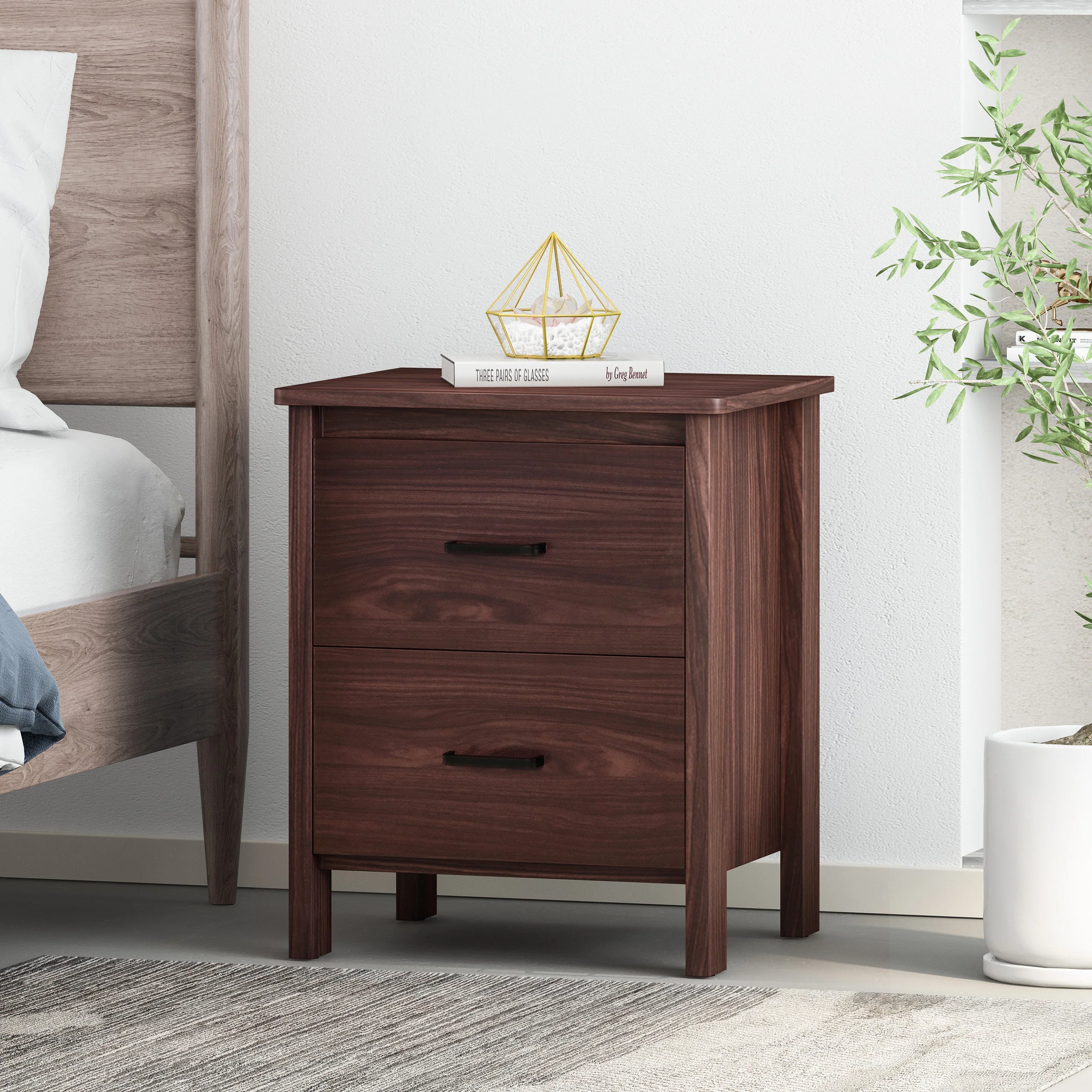 Titeca Contemporary 2 Drawer Nightstand - furnishings