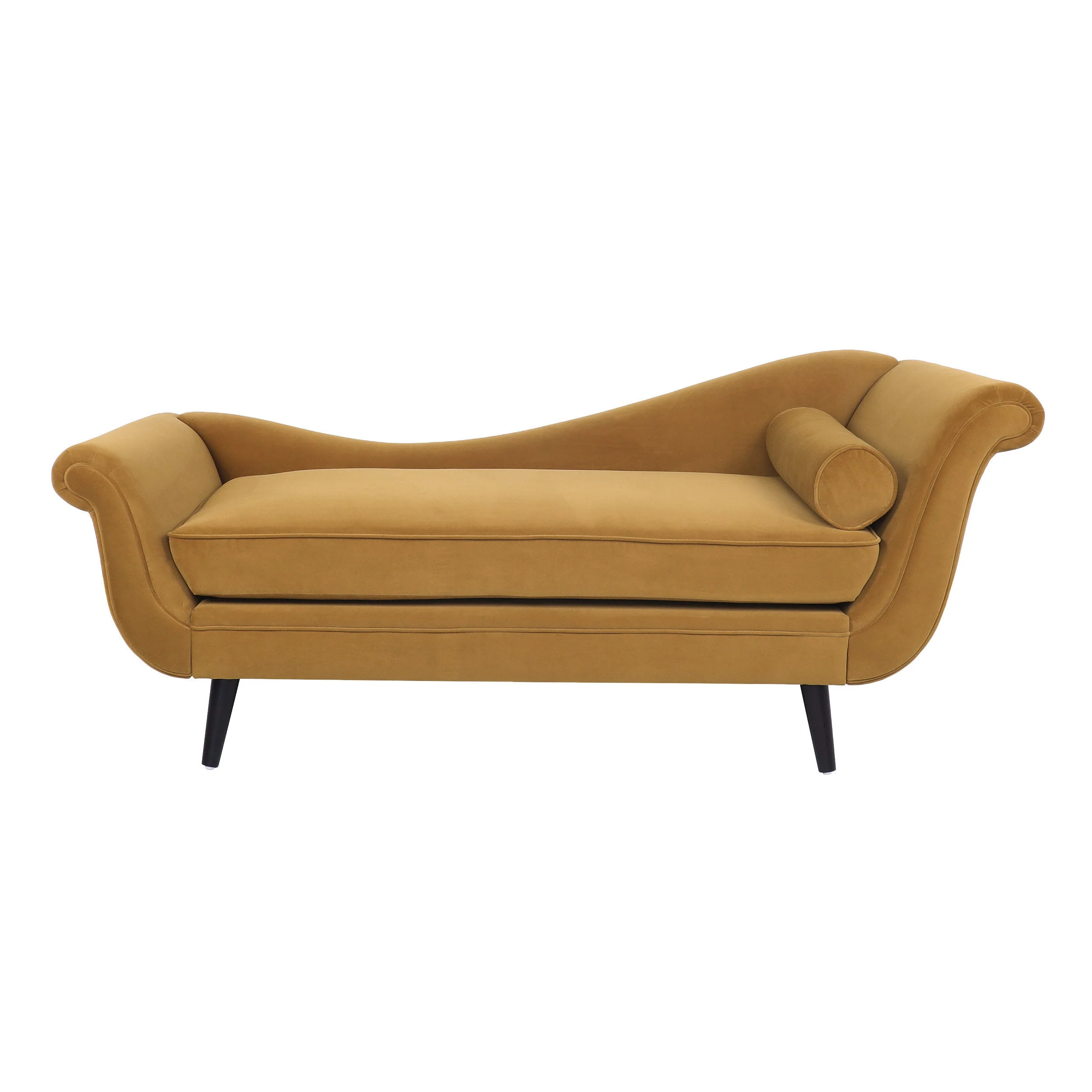Jakyrah Contemporary Velvet Chaise Lounge with Scroll Arms - furnishings