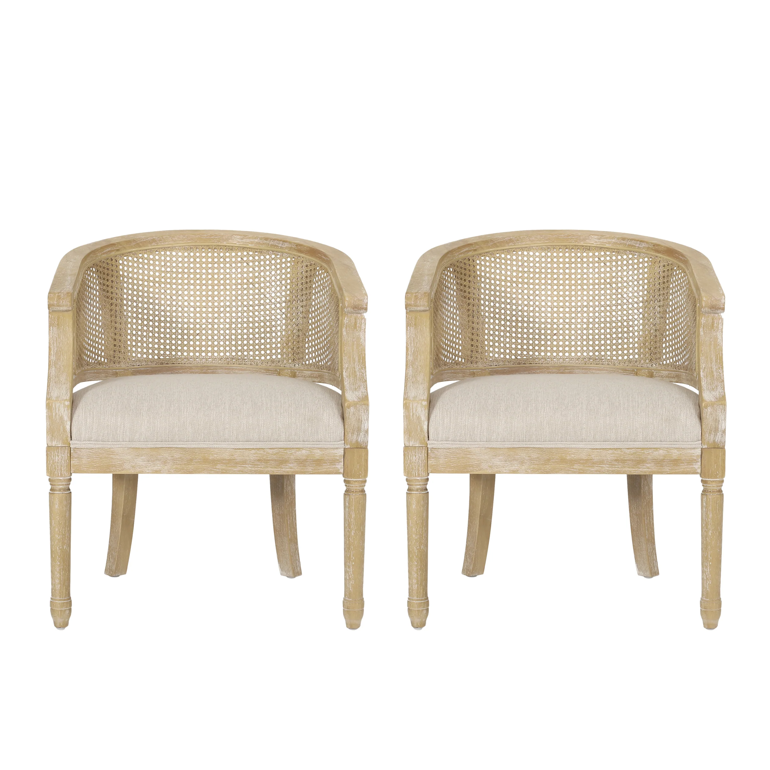 Velie French Country Wood and Cane Accent Chairs, Set of 2 - furnishings