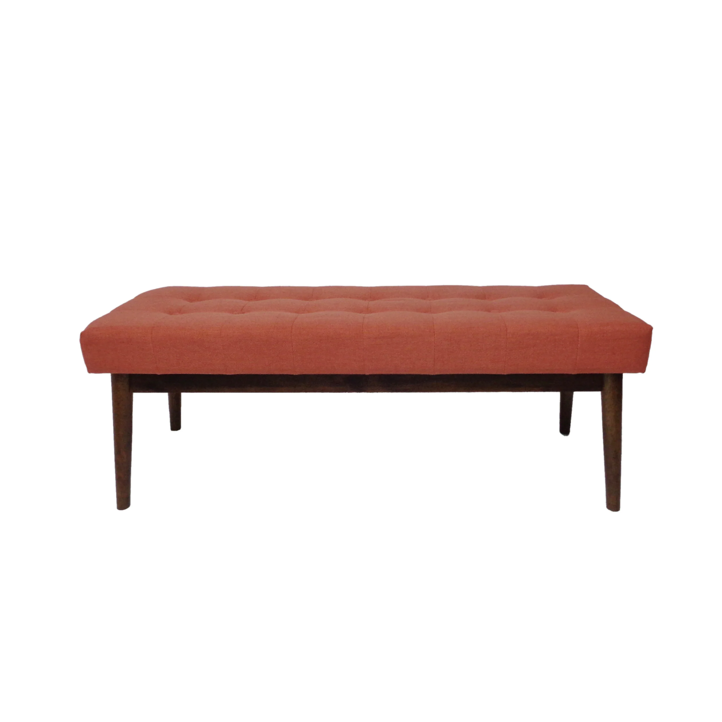 Flora Mid-Century Button Tufted Fabric Ottoman Bench with Tapered Legs - furnishings