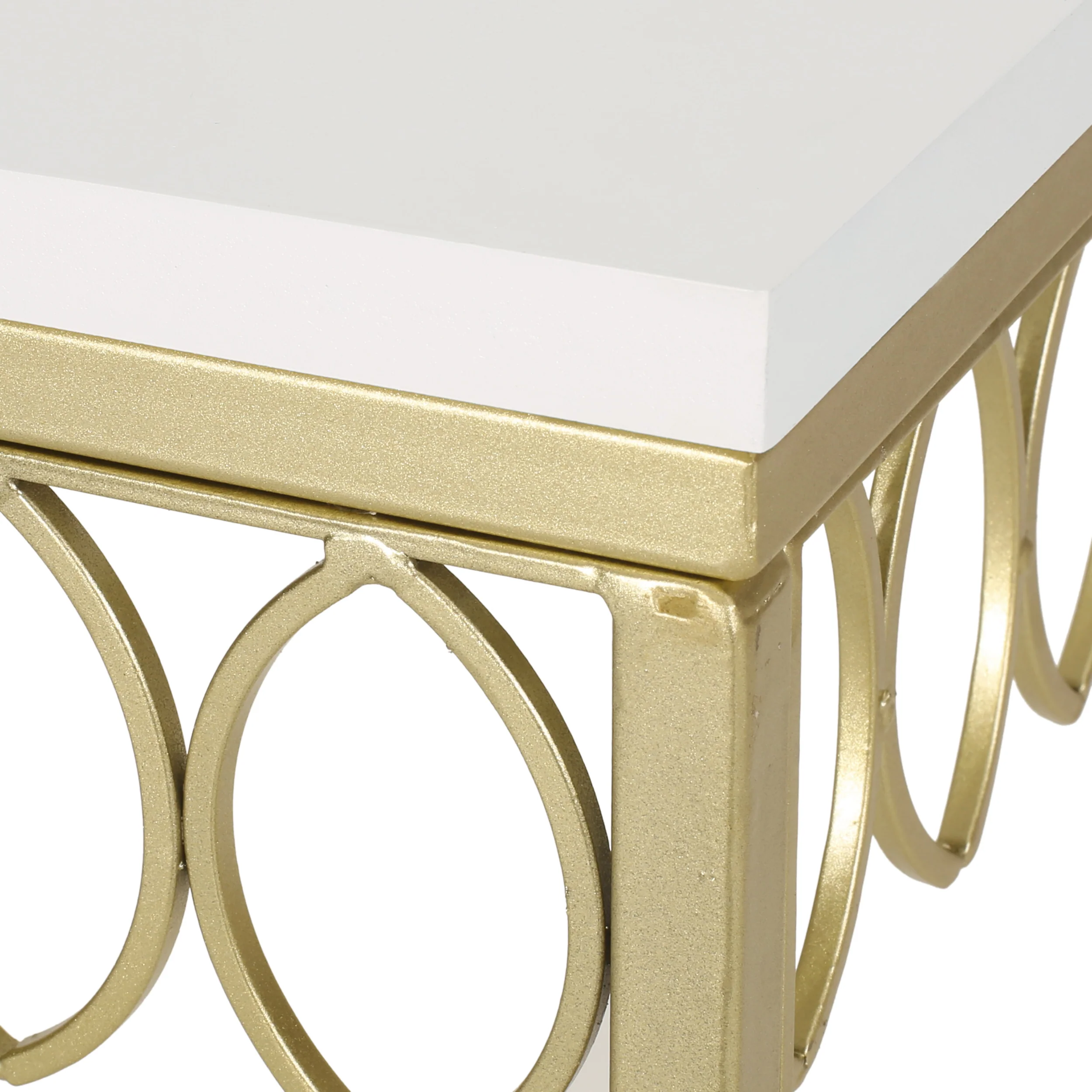 Cavanaugh Modern Glam Console Table with Petal Accents, Gold and White - furnishings