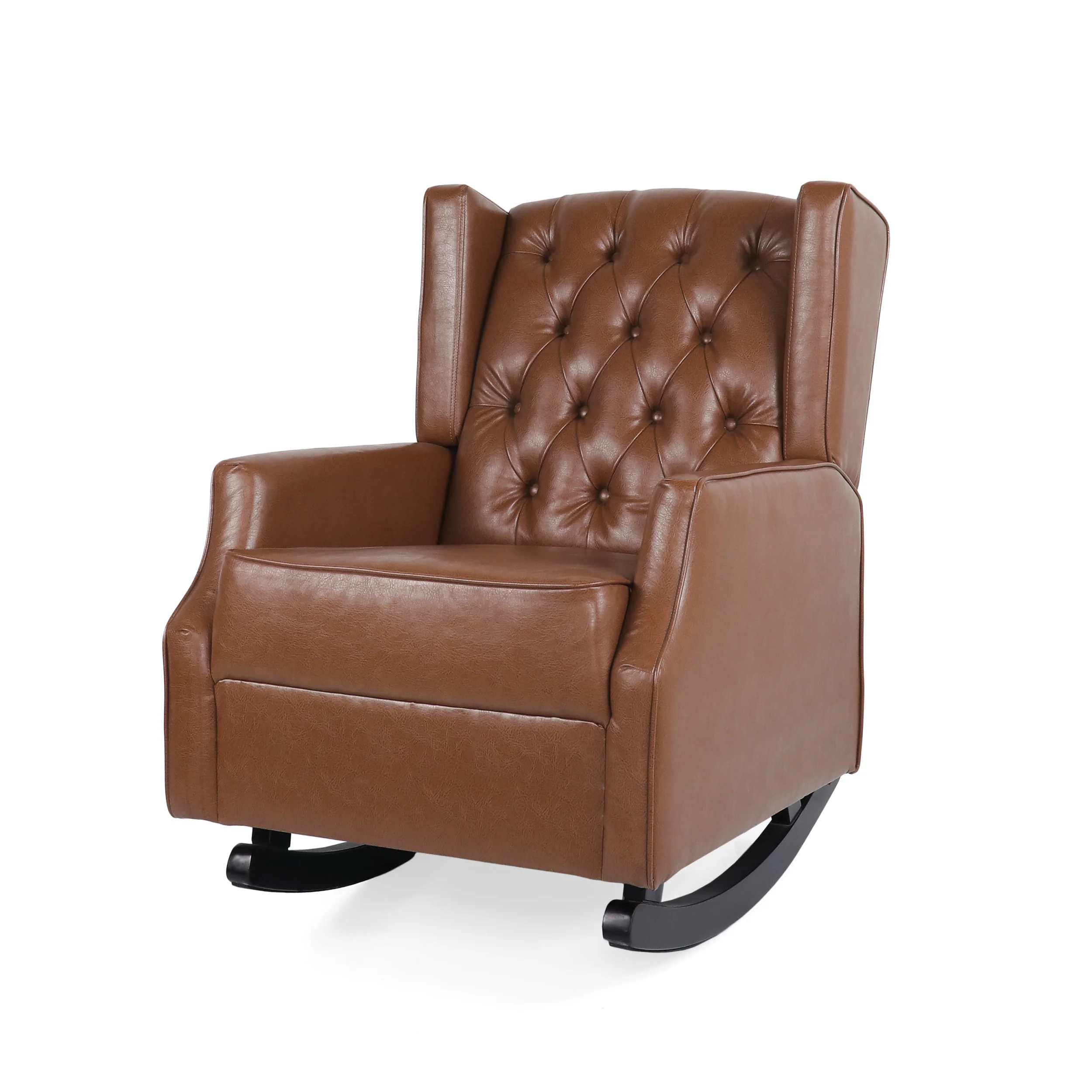 Amedou Contemporary Faux Leather Tufted Wingback Rocking Chair - furnishings