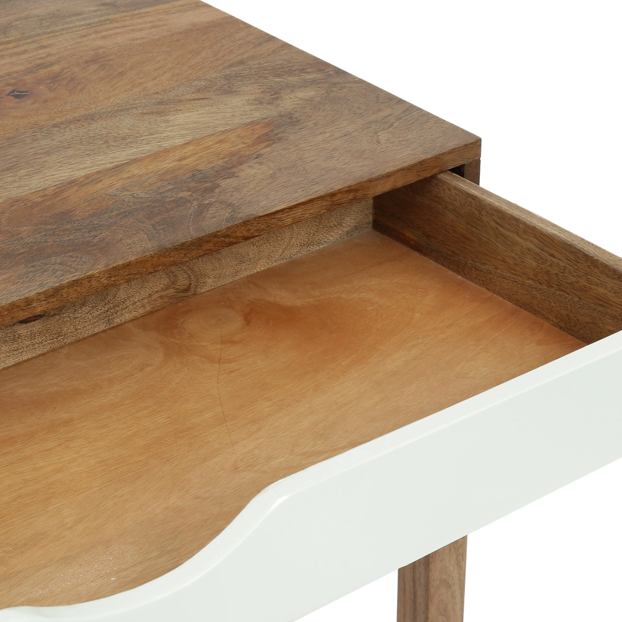 Warrenton Ricketson Contemporary Handcrafted Mango Wood Desk with Storage, Natural and White - furnishings