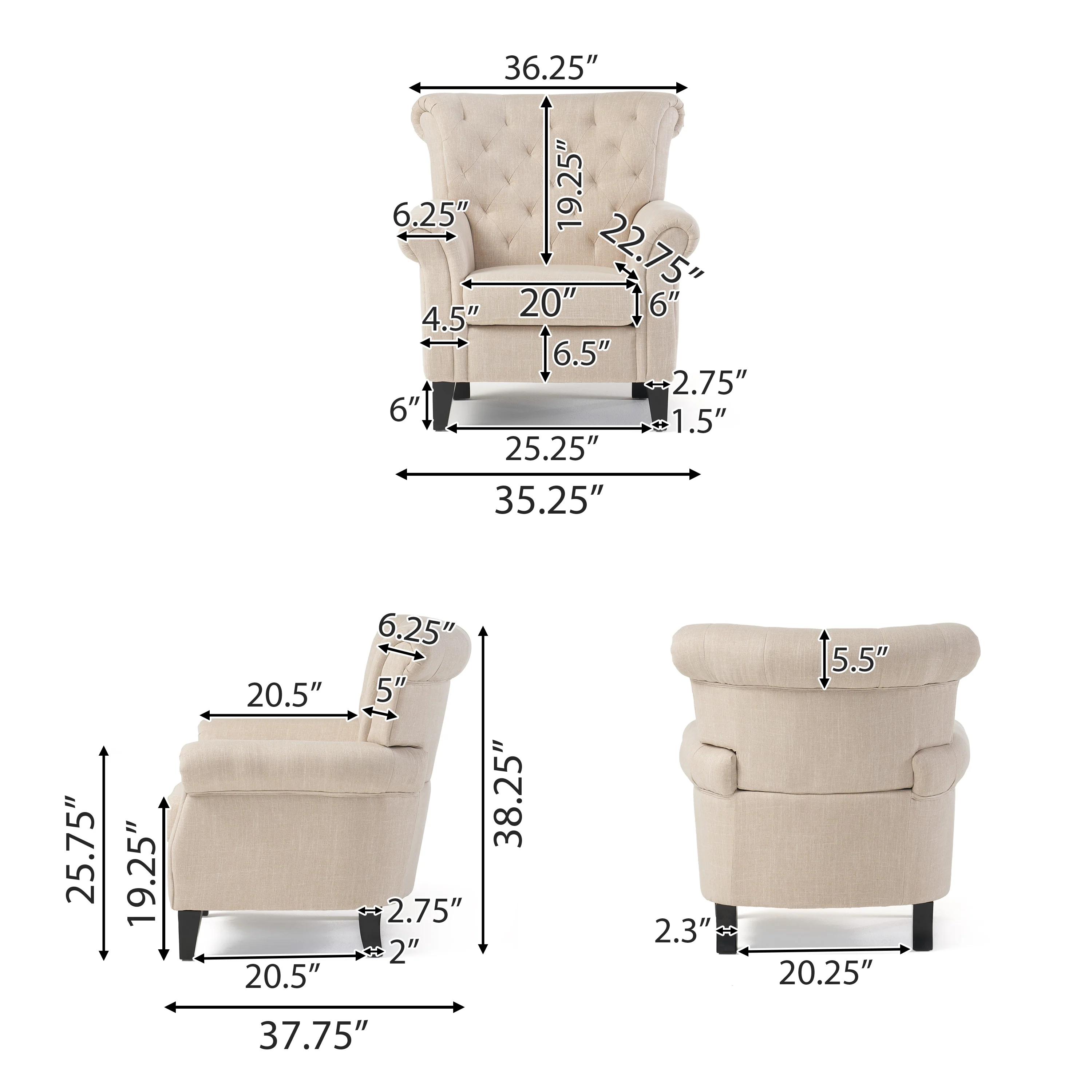 Solvang Contemporary Fabric Tufted Chair - furnishings