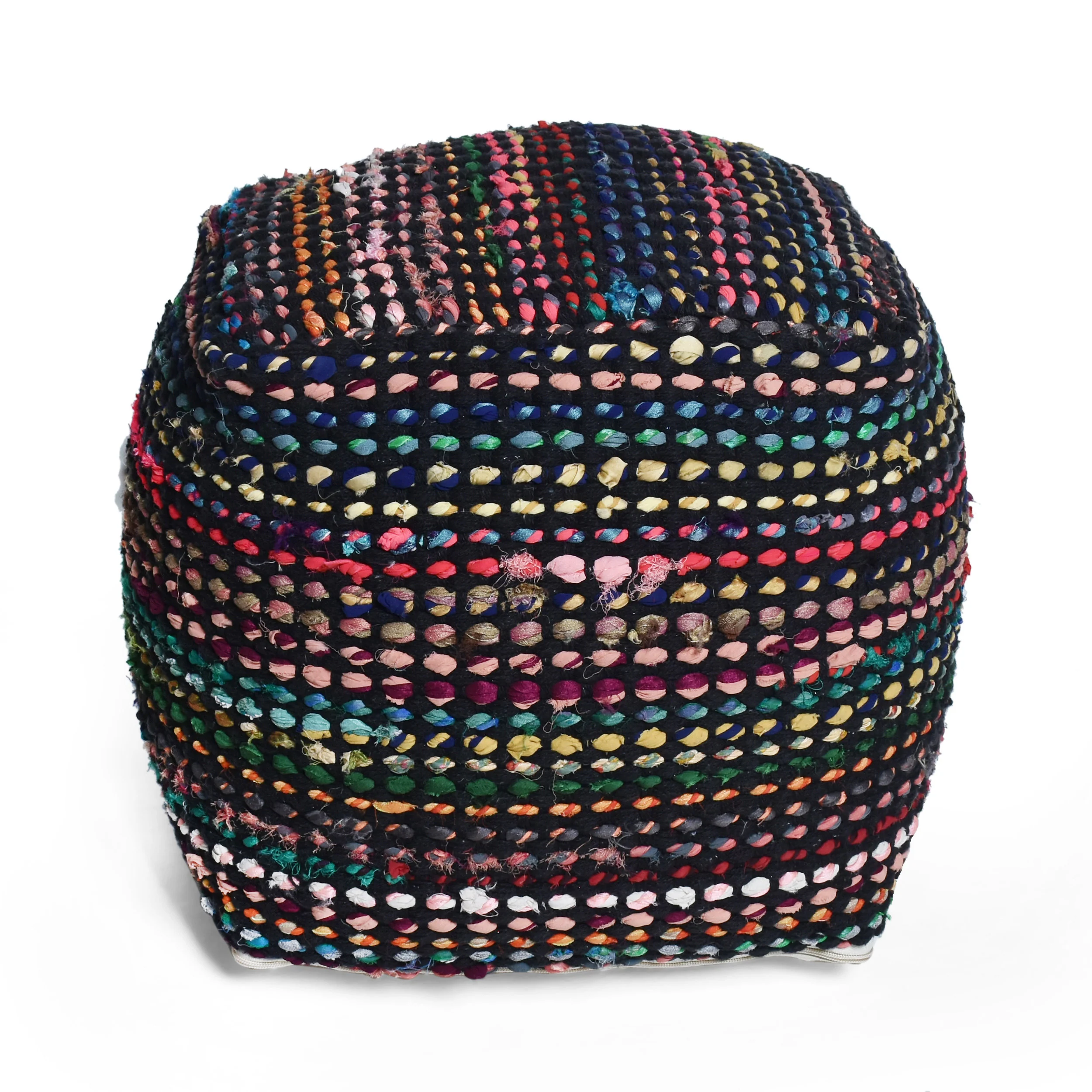 Naholo Handcrafted Boho Fabric Pouf - furnishings