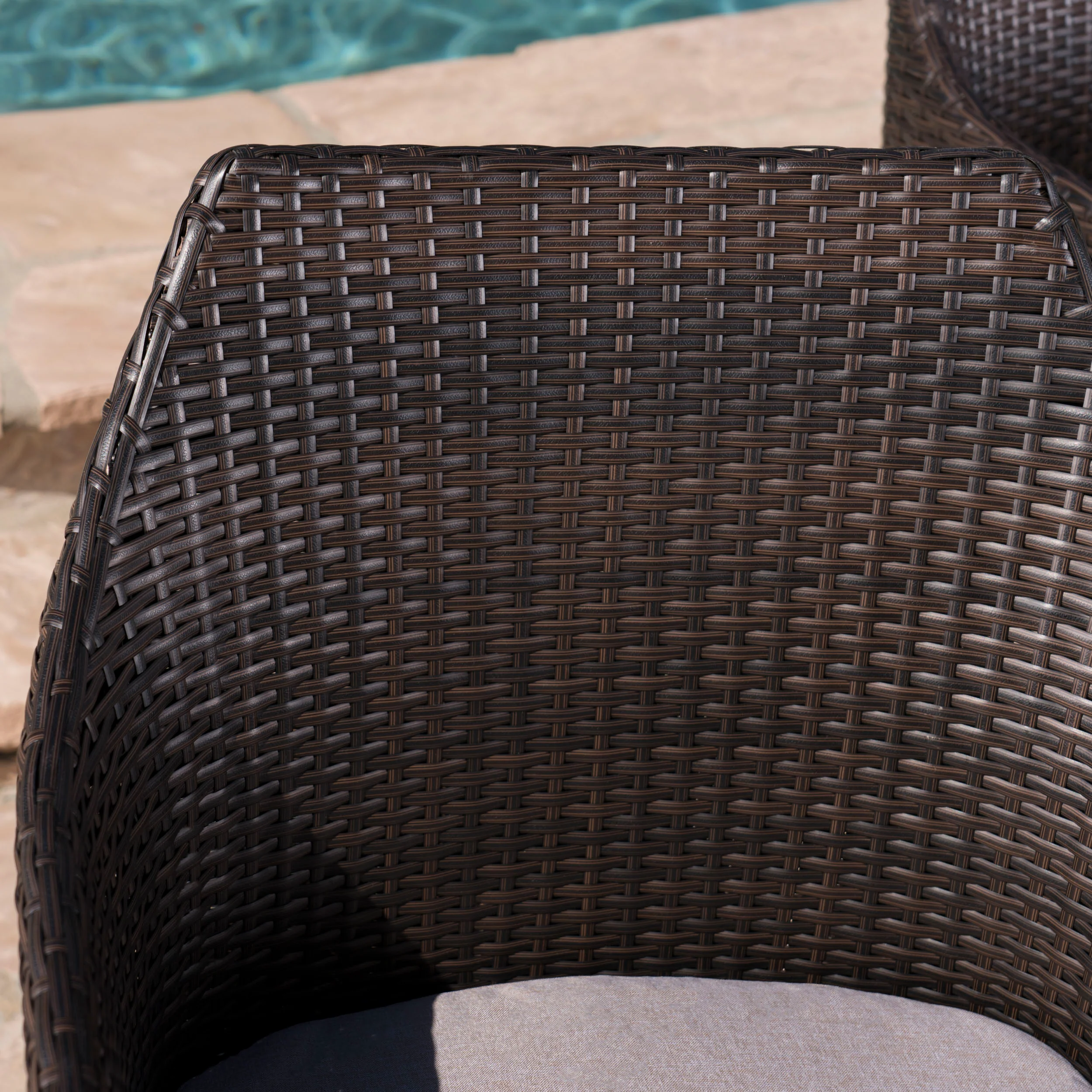 Andre Outdoor 7 Piece Wicker Hexagon Dining Set with Water Resistant Cushions - furnishings