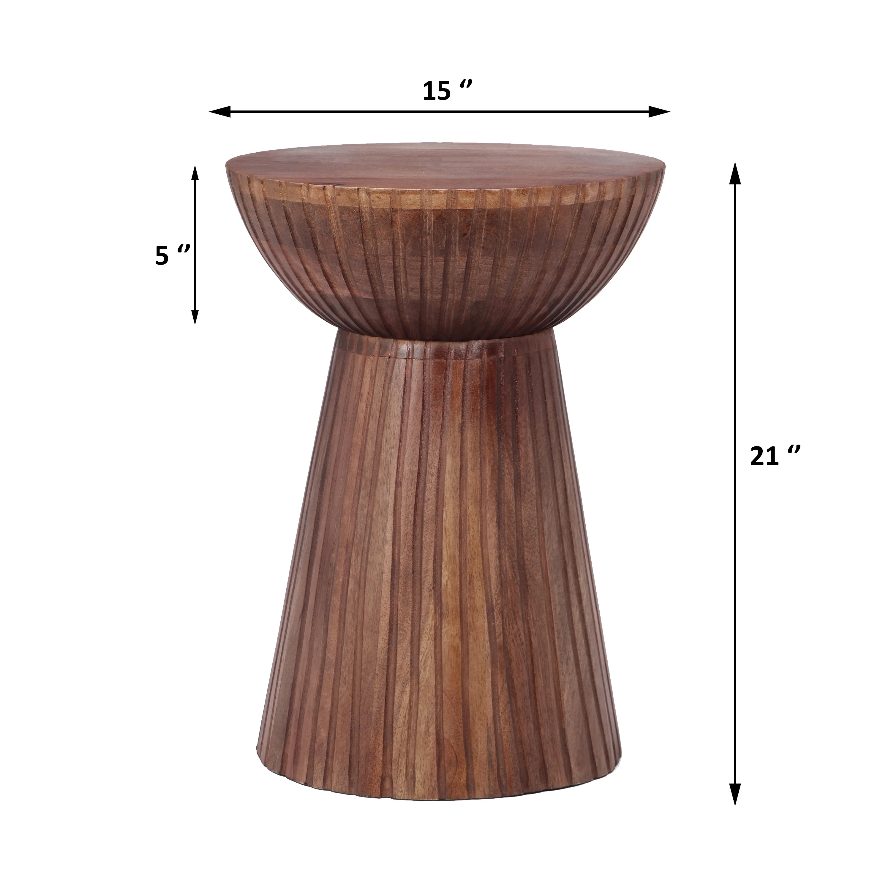 Elowen Round Pedestal Mango Wood Side End Table - furnishings