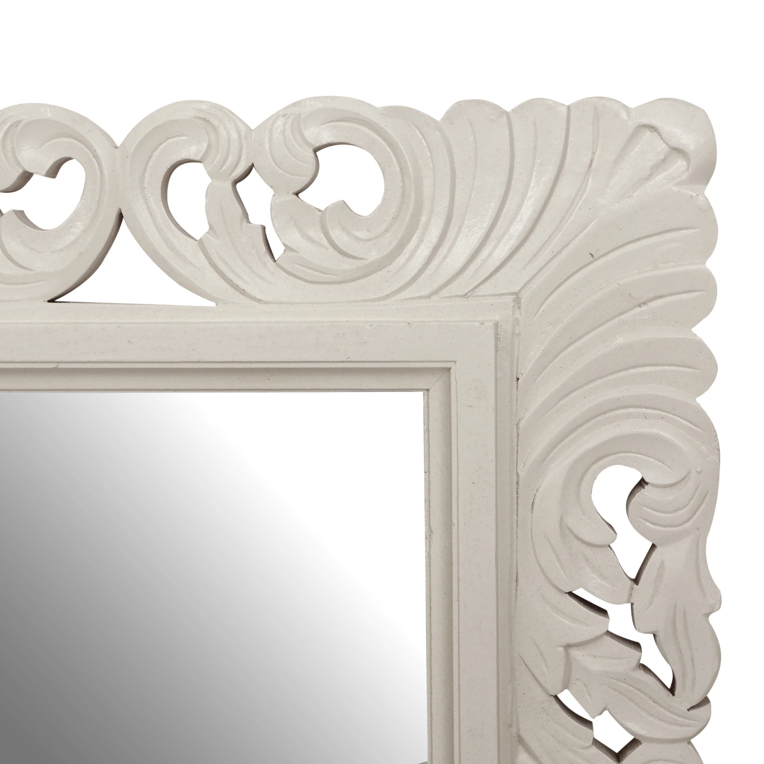 Negley Traditional Handcrafted Standing Mirror, White - furnishings