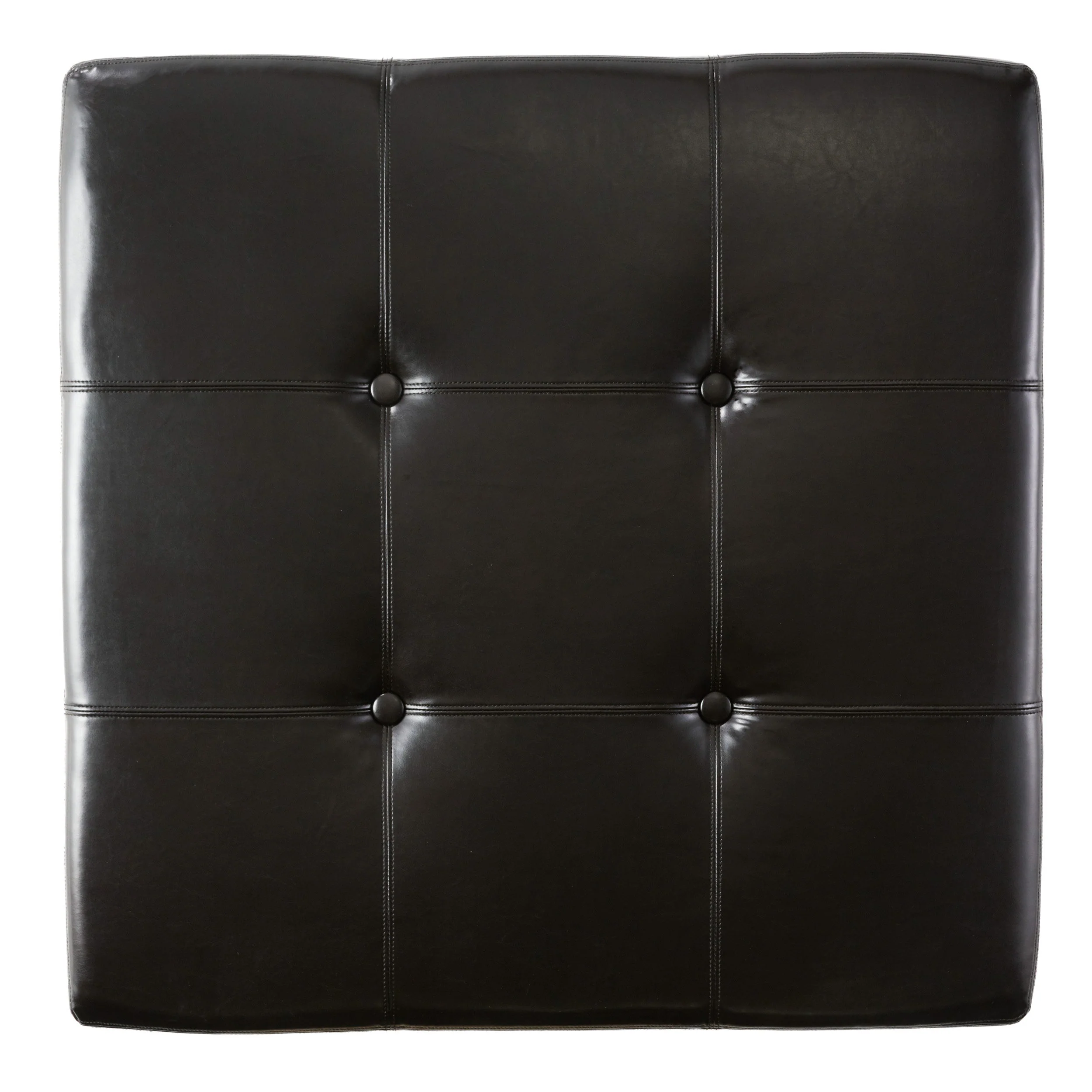 Avalon Button Tufted Espresso Leather Square Ottoman Coffee Table - furnishings