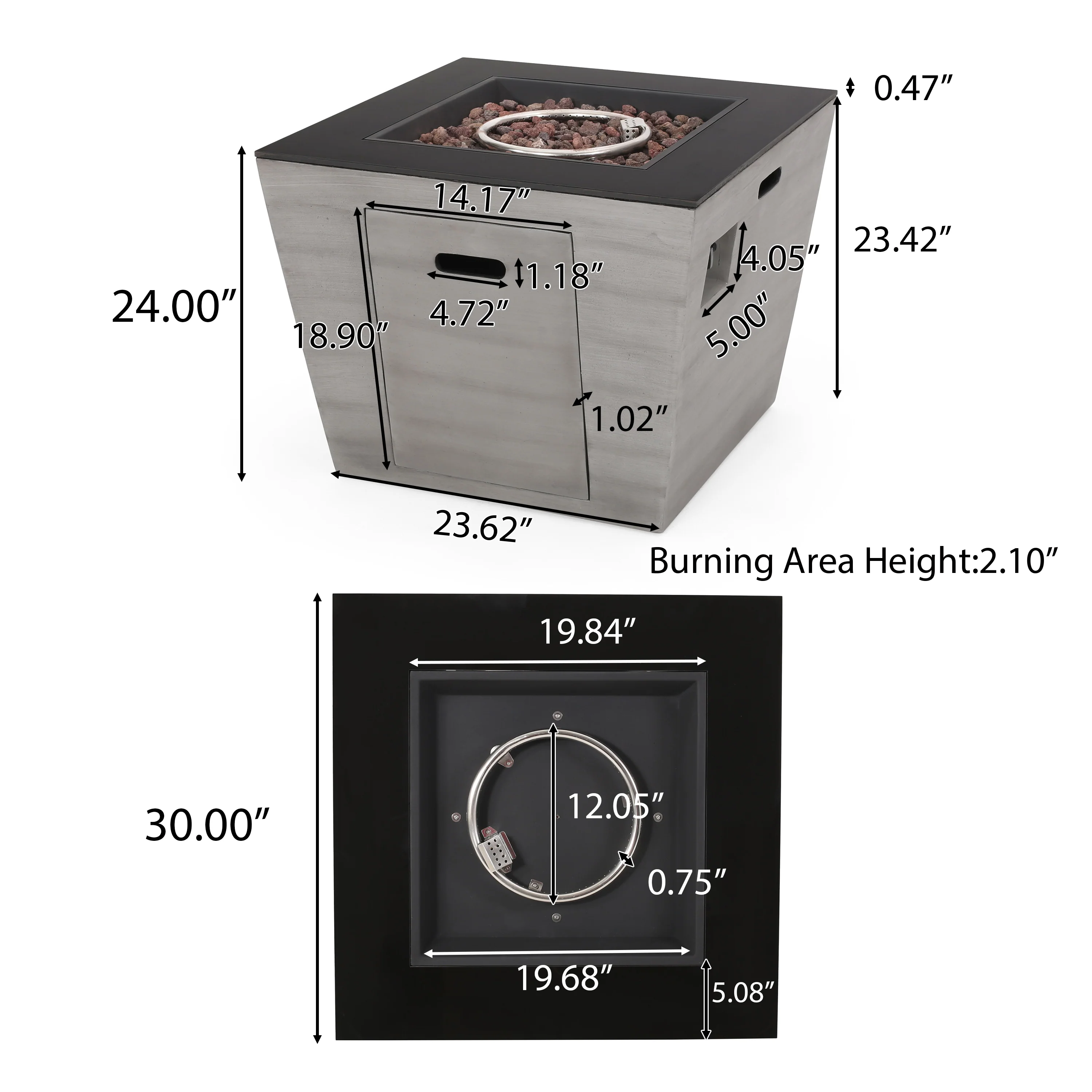 Mattie Outdoor Modern 30-Inch Square Fire Pit - furnishings