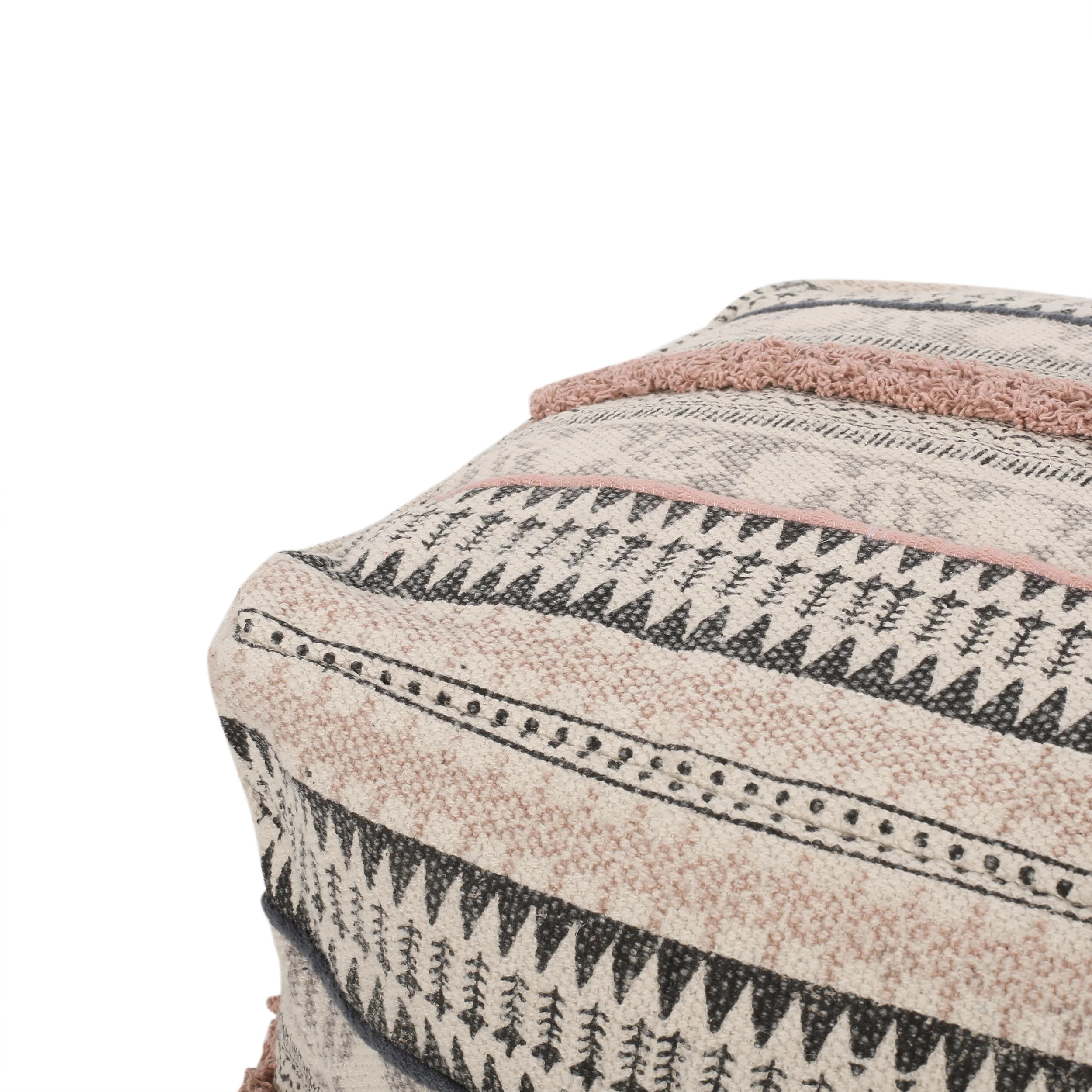 Healdton Handcrafted Boho Fabric Cube Pouf - furnishings