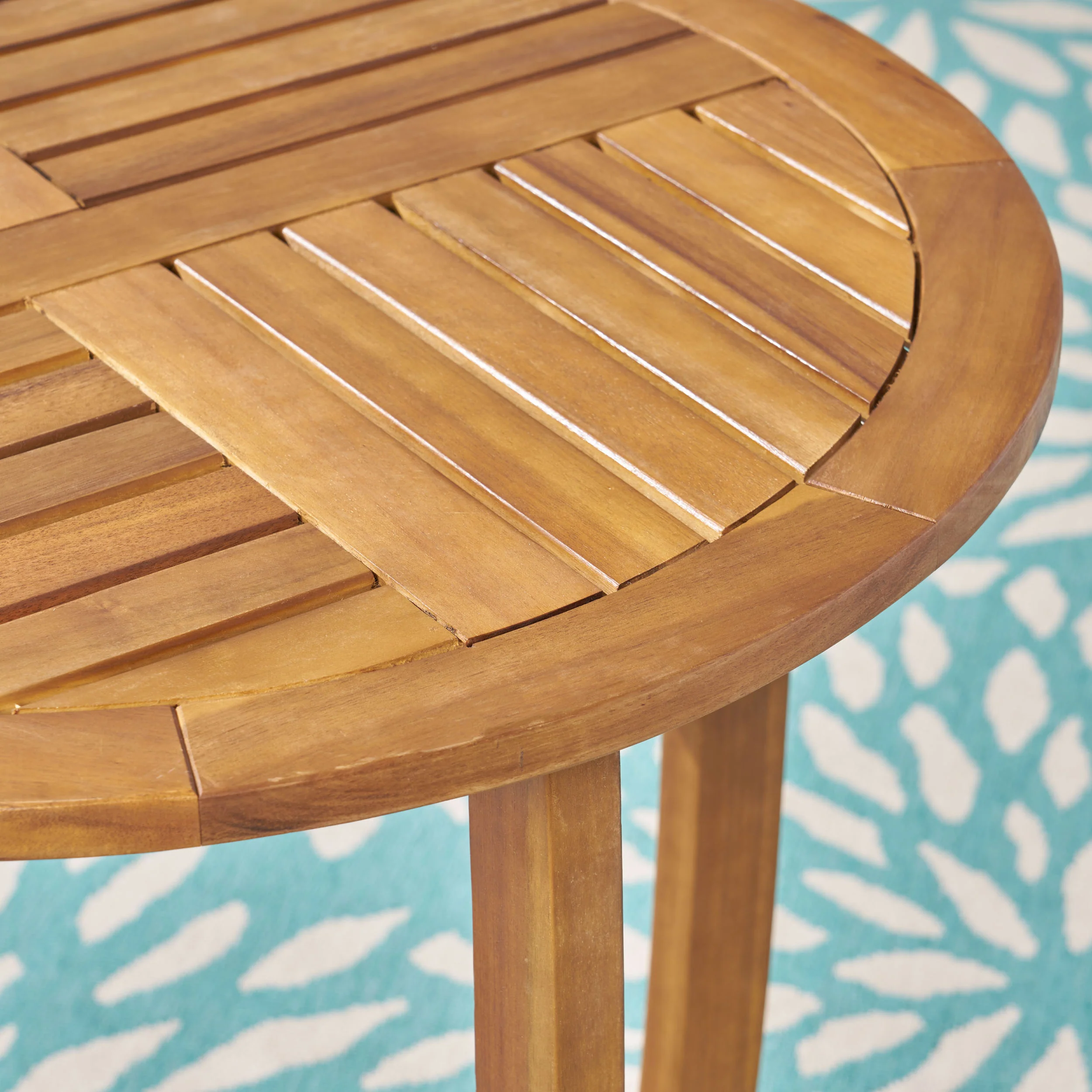 Mark Outdoor Acacia Wood 3 Piece Dining Set with Mesh Seats - furnishings