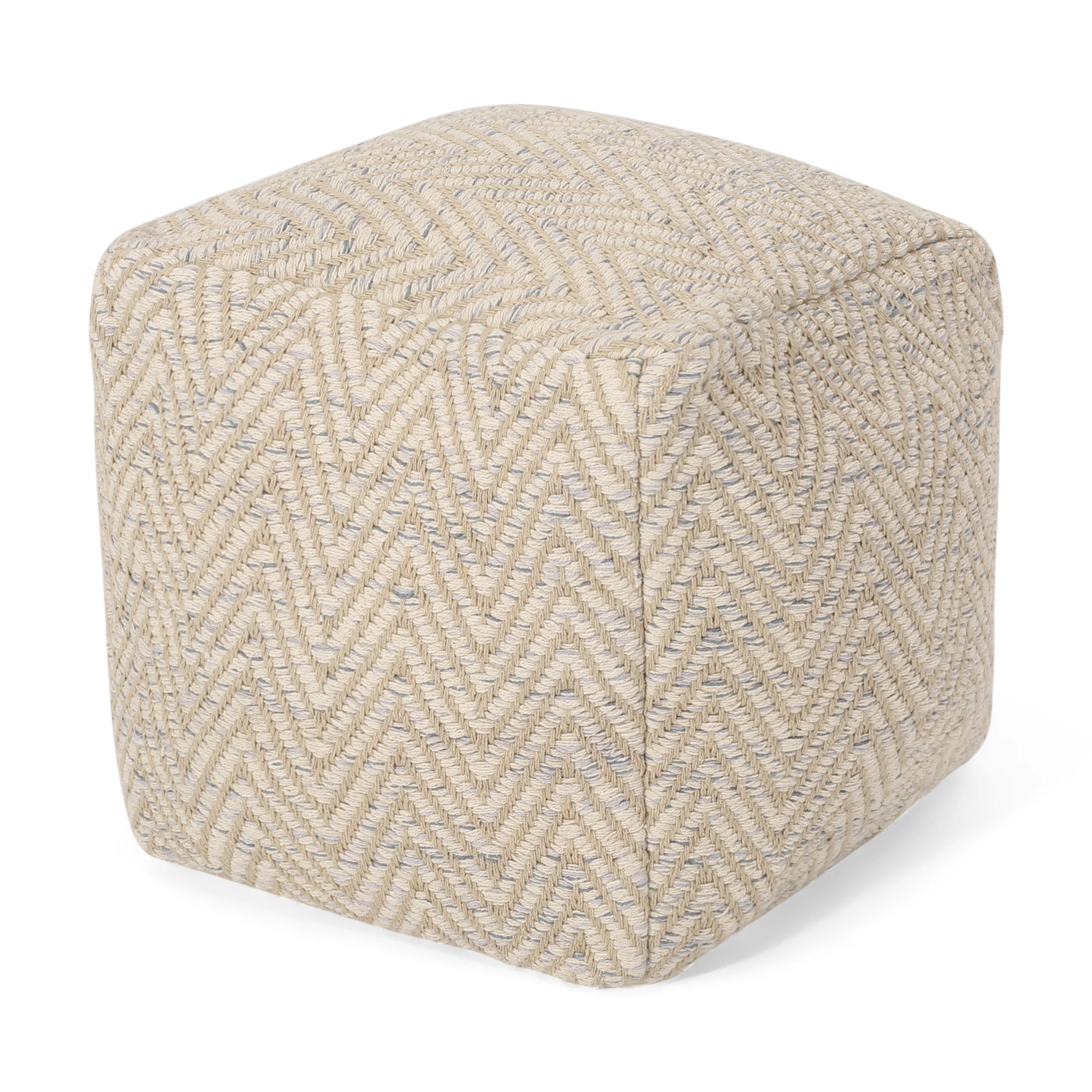 Aryelle Boho Fabric Cube Pouf - furnishings
