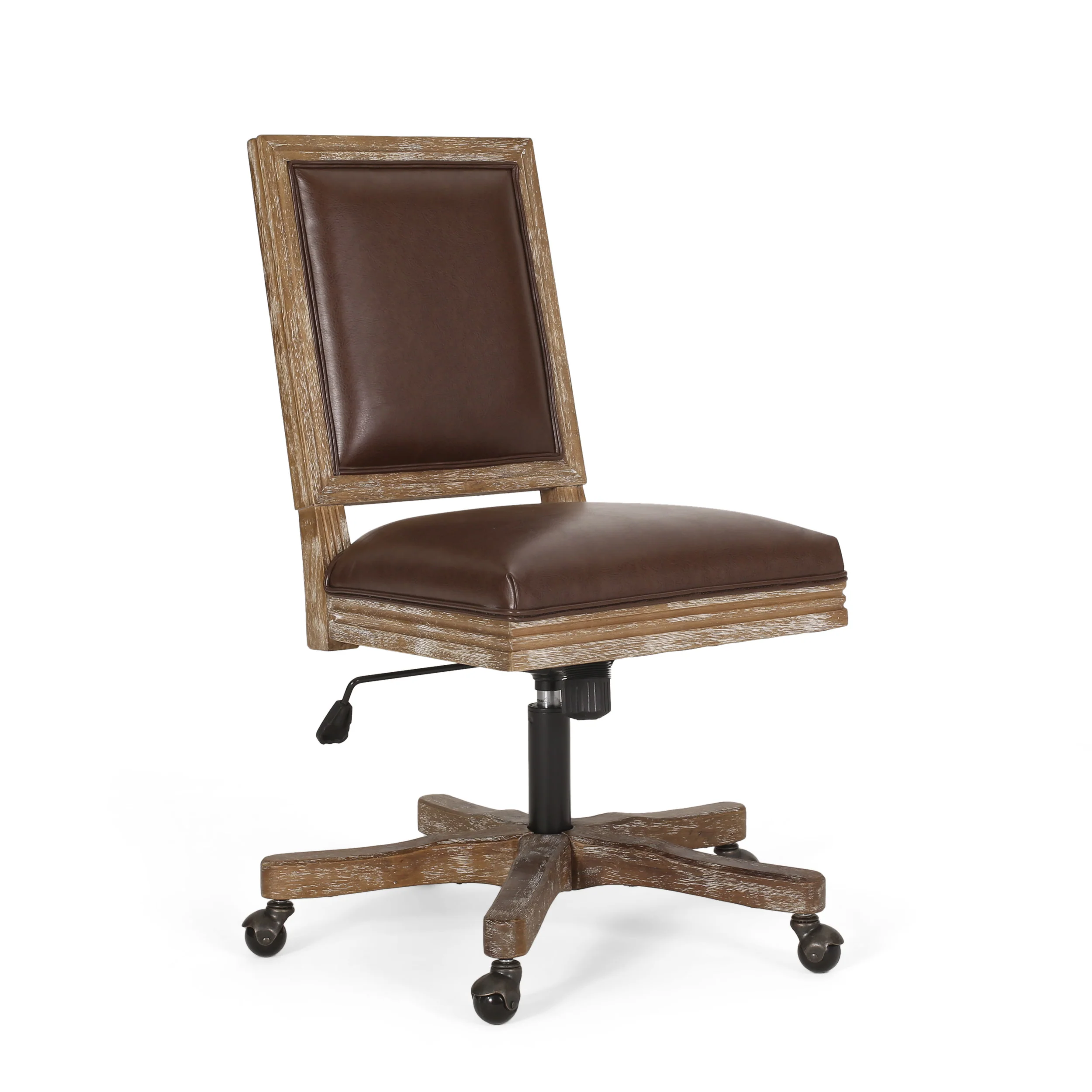McGillen Rustic Upholstered Swivel Office Chair - furnishings