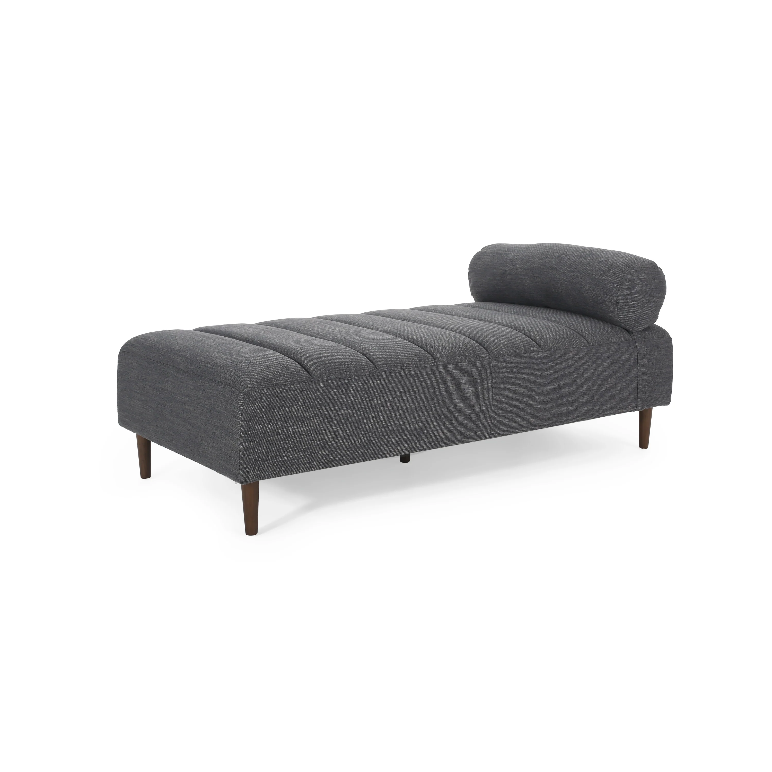 Holmwood Mid Century Modern Fabric Tufted Chaise Lounge with Bolster Pillow - furnishings
