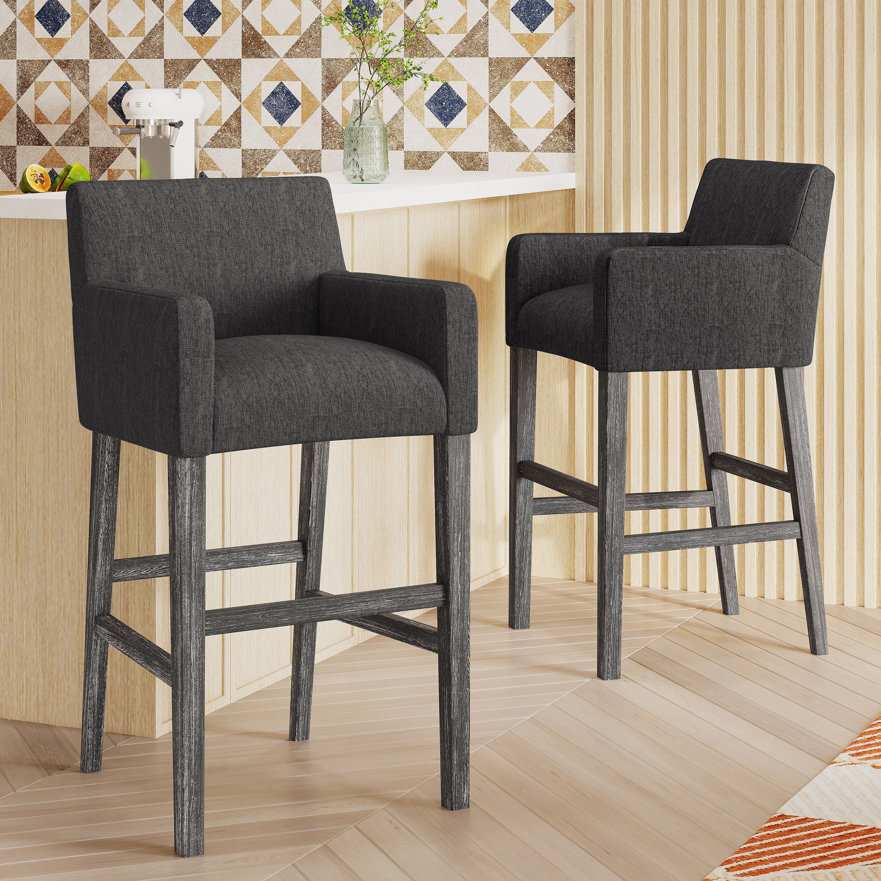 Chaparral Contemporary Fabric Upholstered Wood 30.5 inch Barstools (Set of 2) - furnishings
