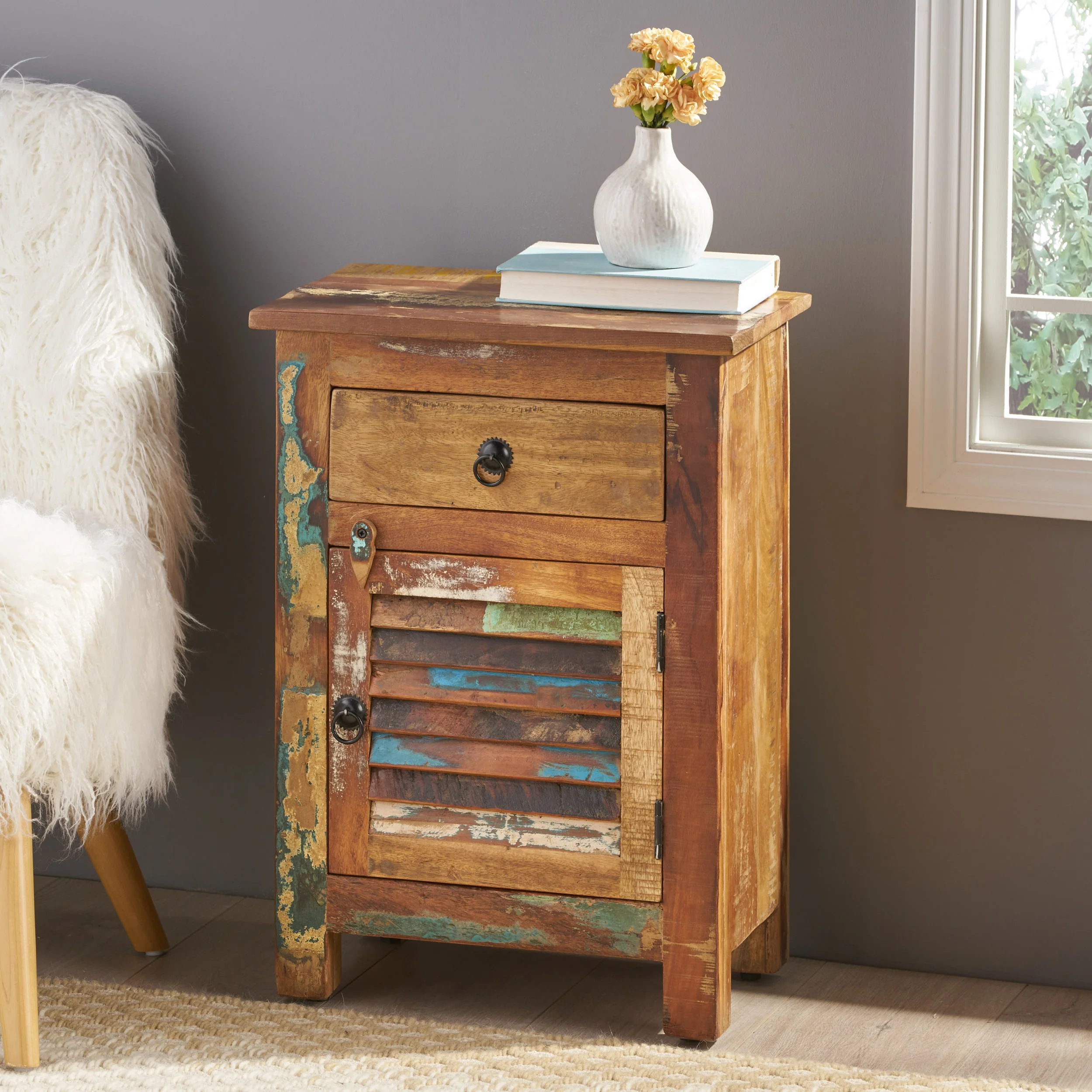 Salome Wooden Side Table with Drawer - furnishings