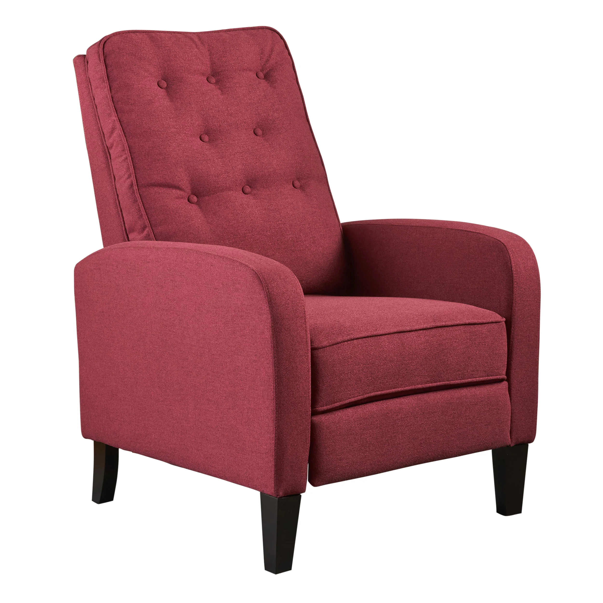 Nissa Contemporary Button Tufted Push-Back Recliner with Tonal Piping - furnishings