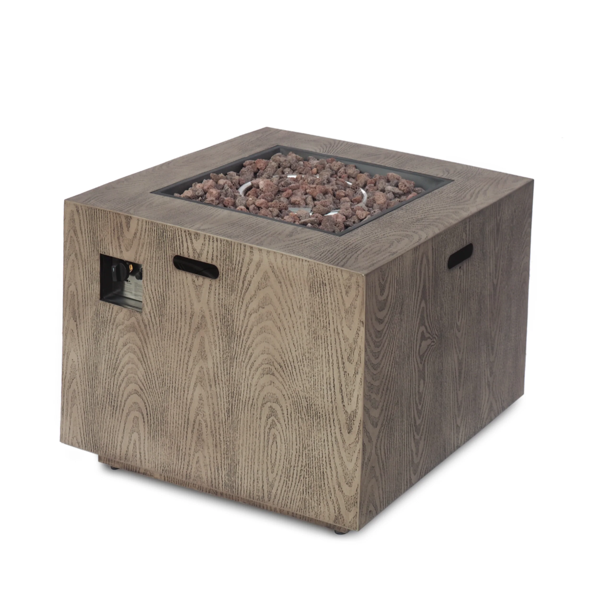 Jasmine Cube Wood Finish Propane Fire Pit - furnishings