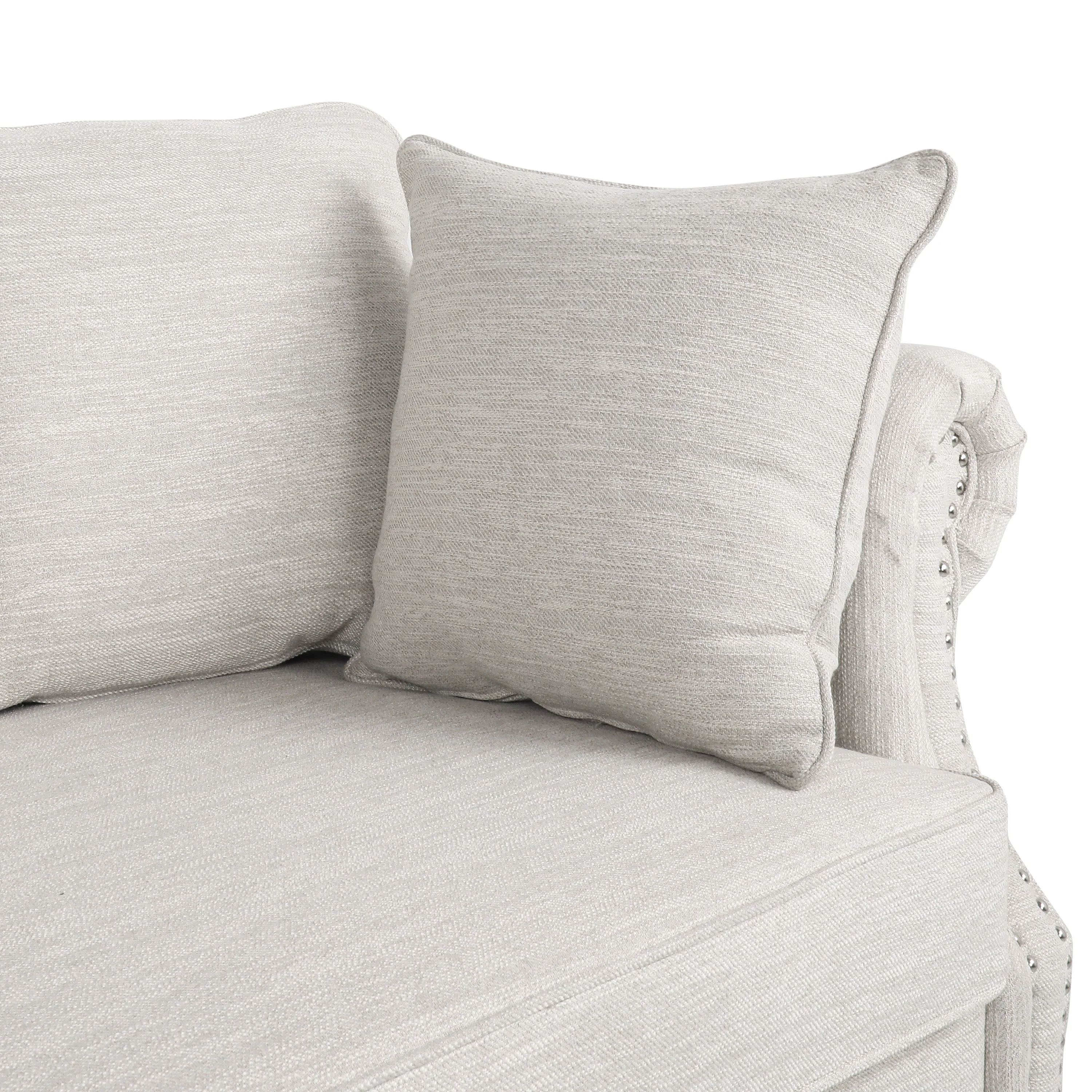 Bonny Contemporary Fabric Pillowback 3 Seater Sofa with Nailhead Trim - furnishings