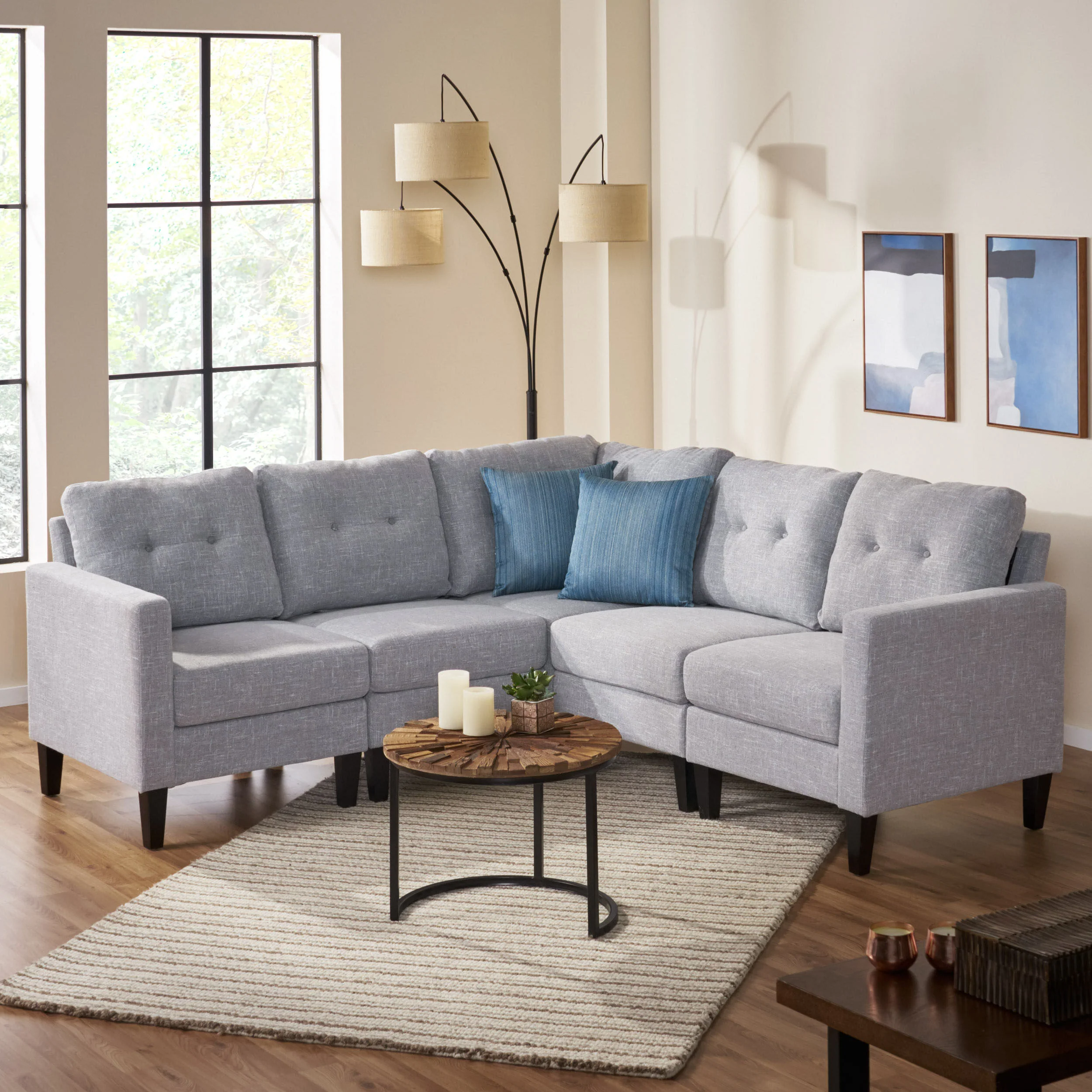 Marsh Mid Century Modern Sectional Sofa Set - furnishings