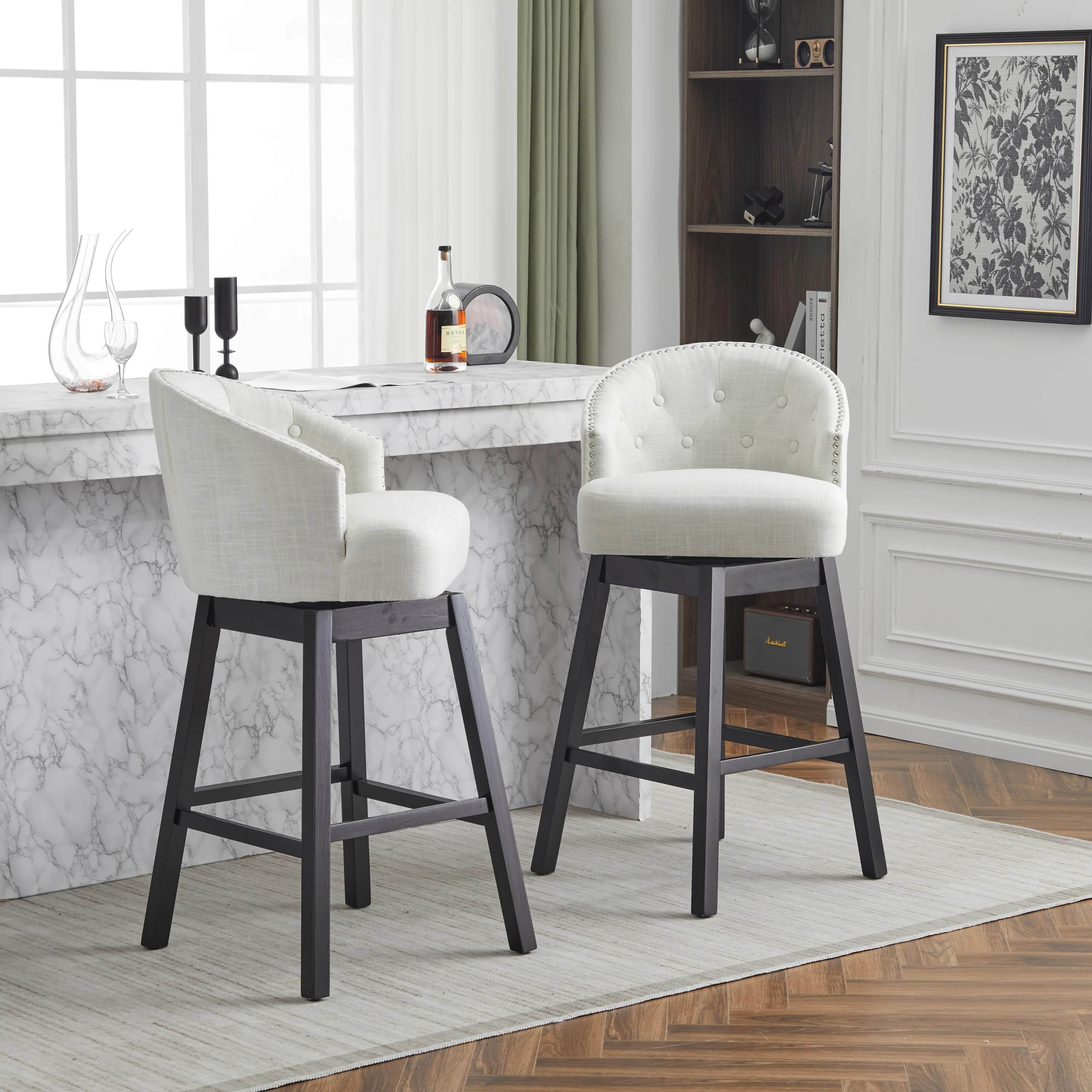 Skyleer Swivel Upholstered Counter Stools - furnishings
