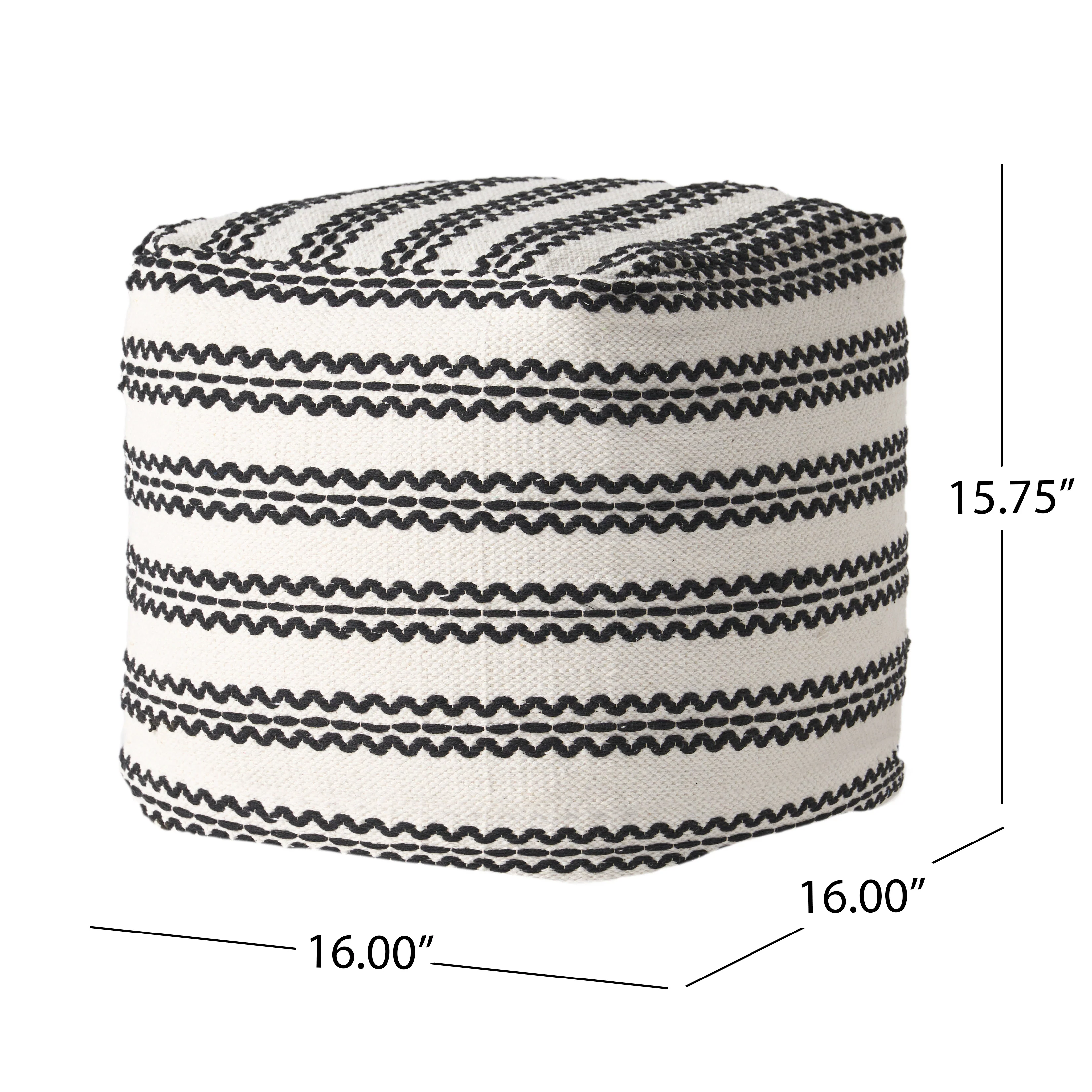 Davis Handcrafted Boho Fabric Pouf - furnishings