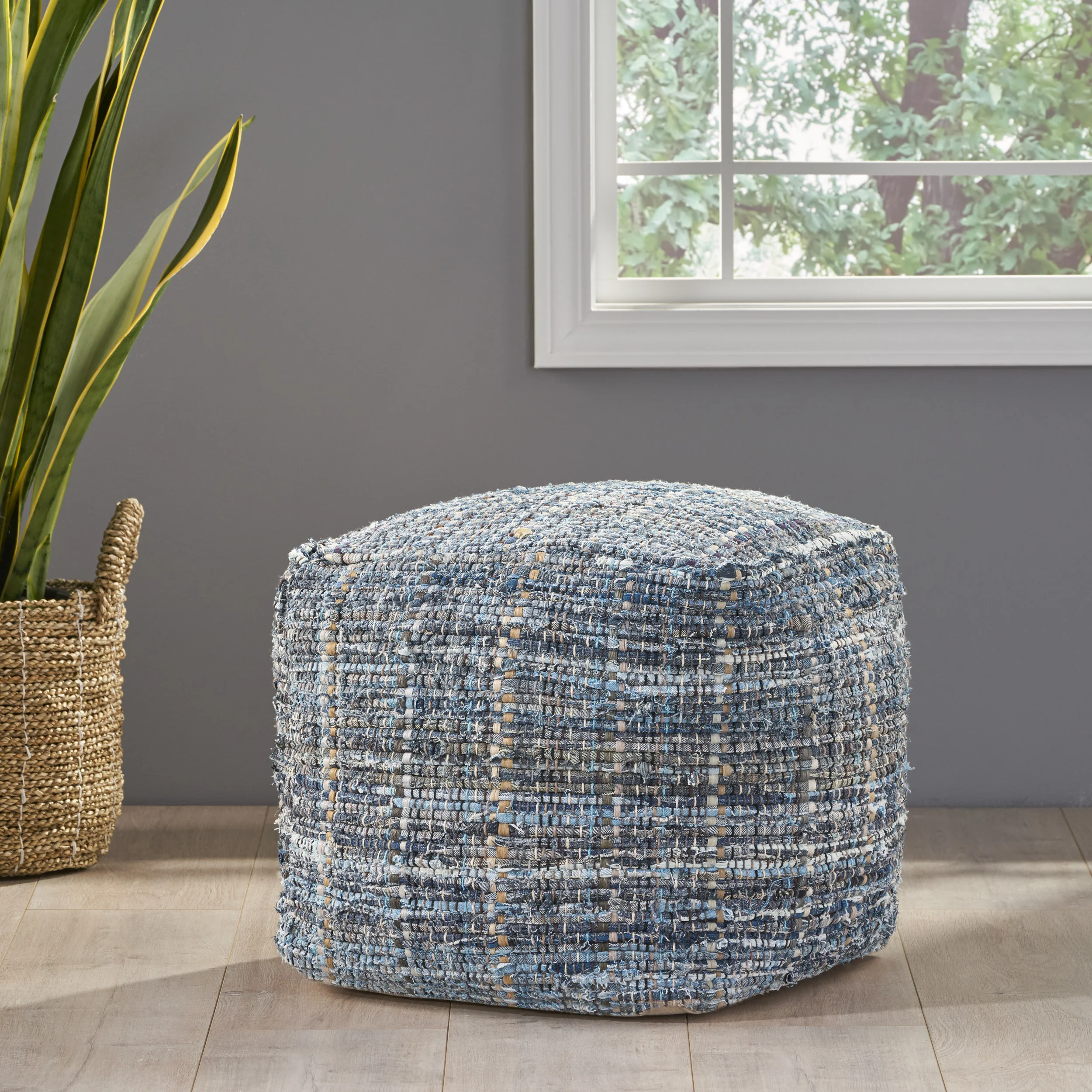 Harlow Handcrafted Boho Fabric Pouf - furnishings