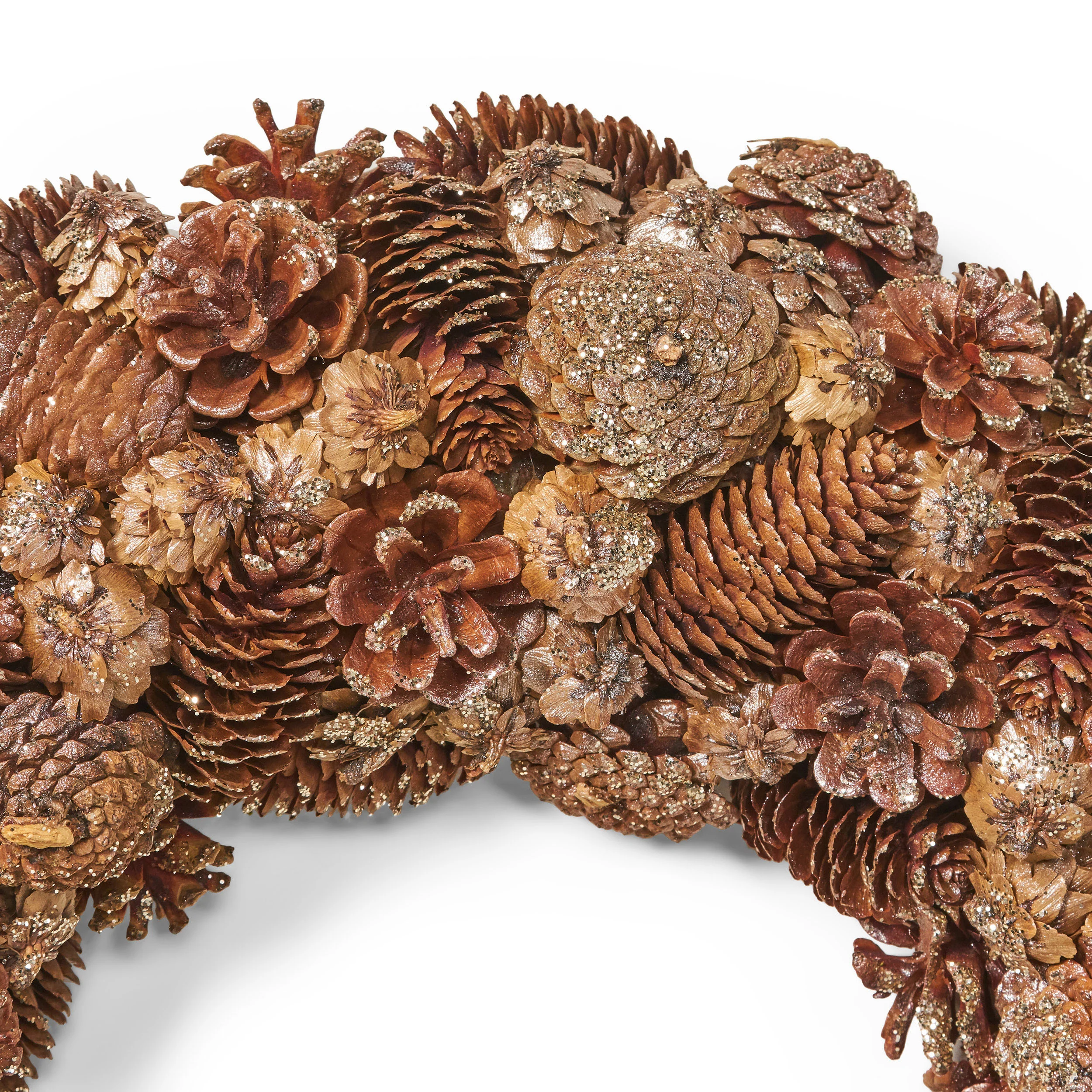 18.5 Inch Artificial Pinecone and Glitter Christmas Wreath - furnishings