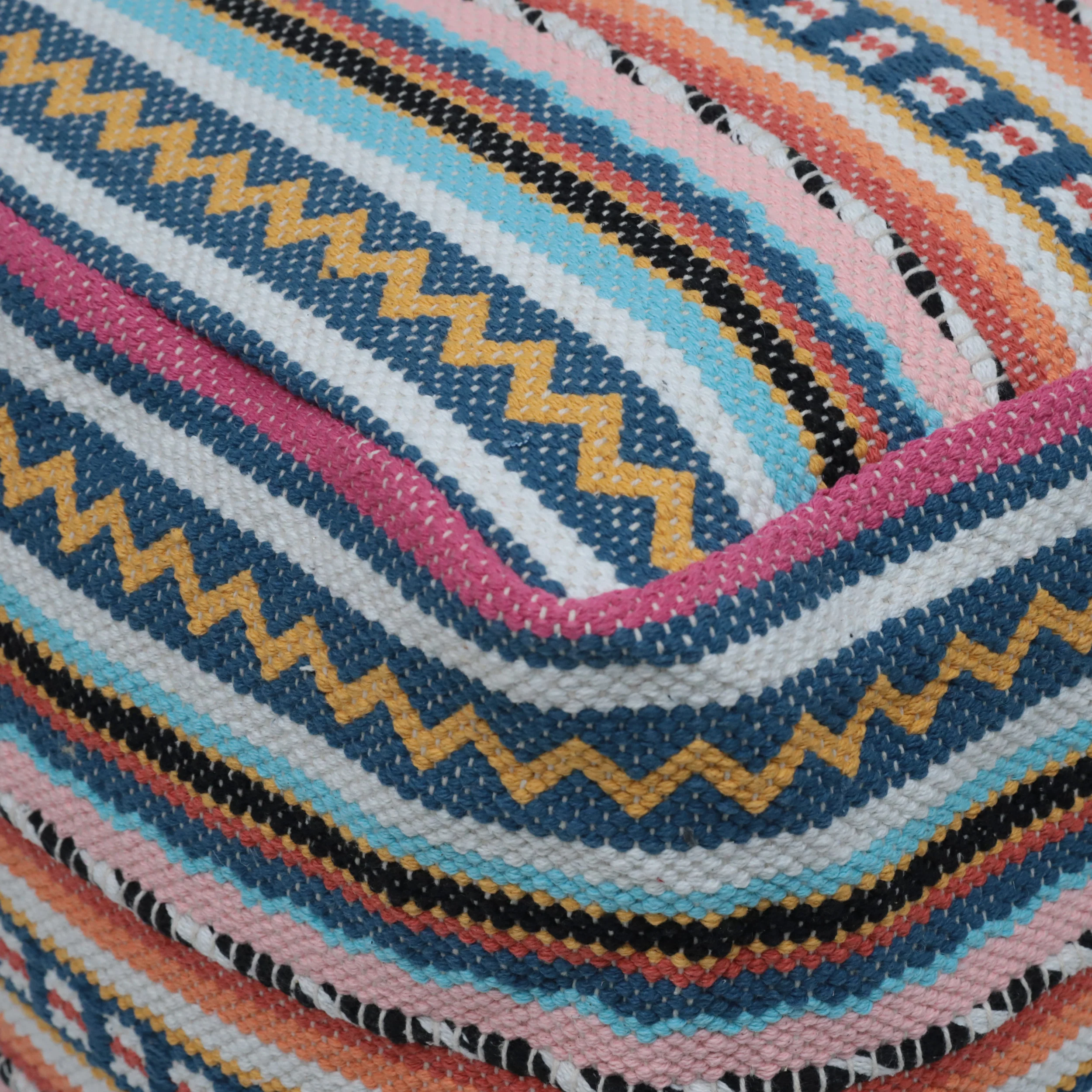 Hilliard Boho Handcrafted Peruvian Print Cube Pouf - furnishings