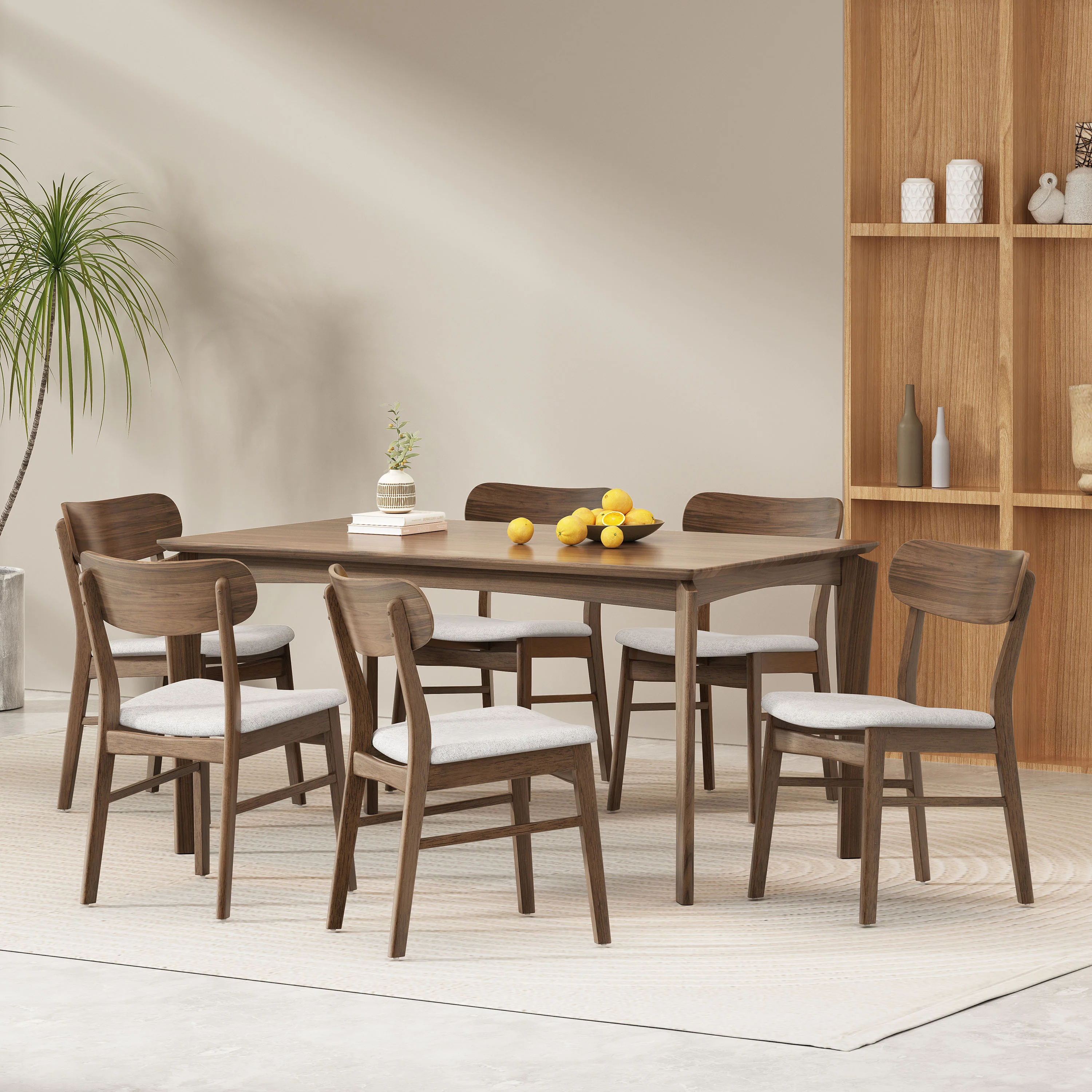 Carmody Wood and Fabric 7 Piece Dining Set - furnishings
