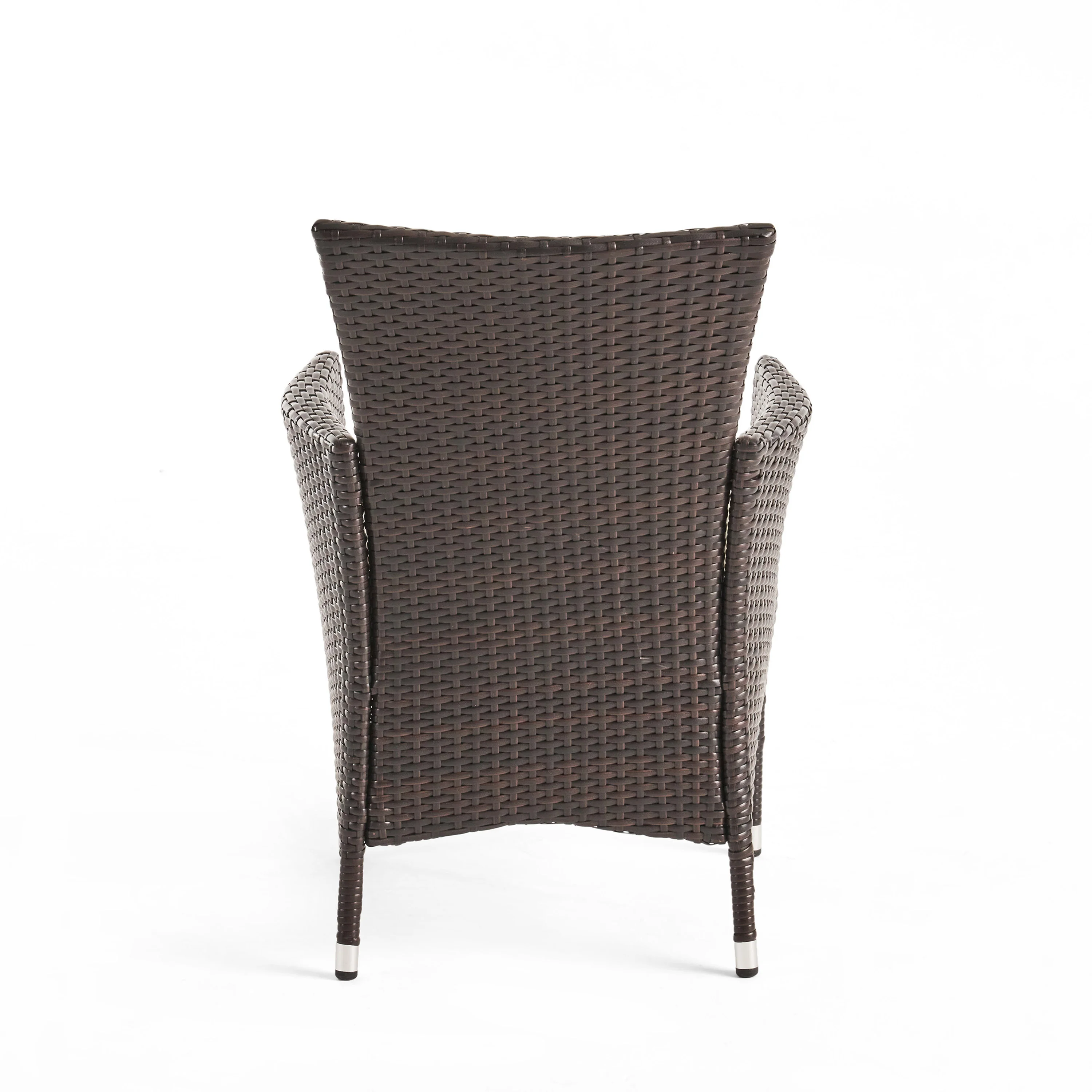 Knox Outdoor 5 Piece Wood and Wicker Dining Set, Teak and Multi Brown - furnishings