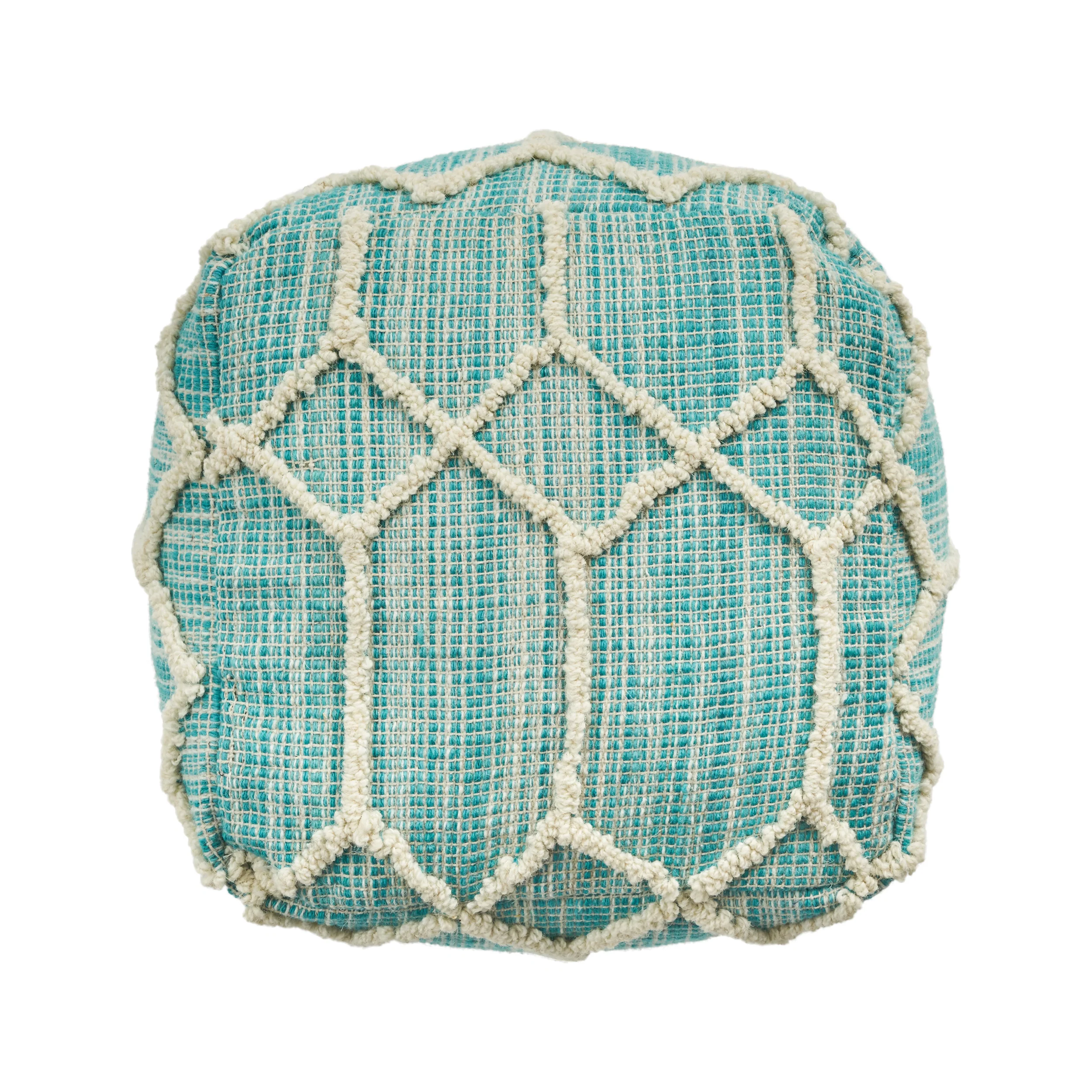 Erza Boho Wool and Cotton Ottoman Pouf - furnishings