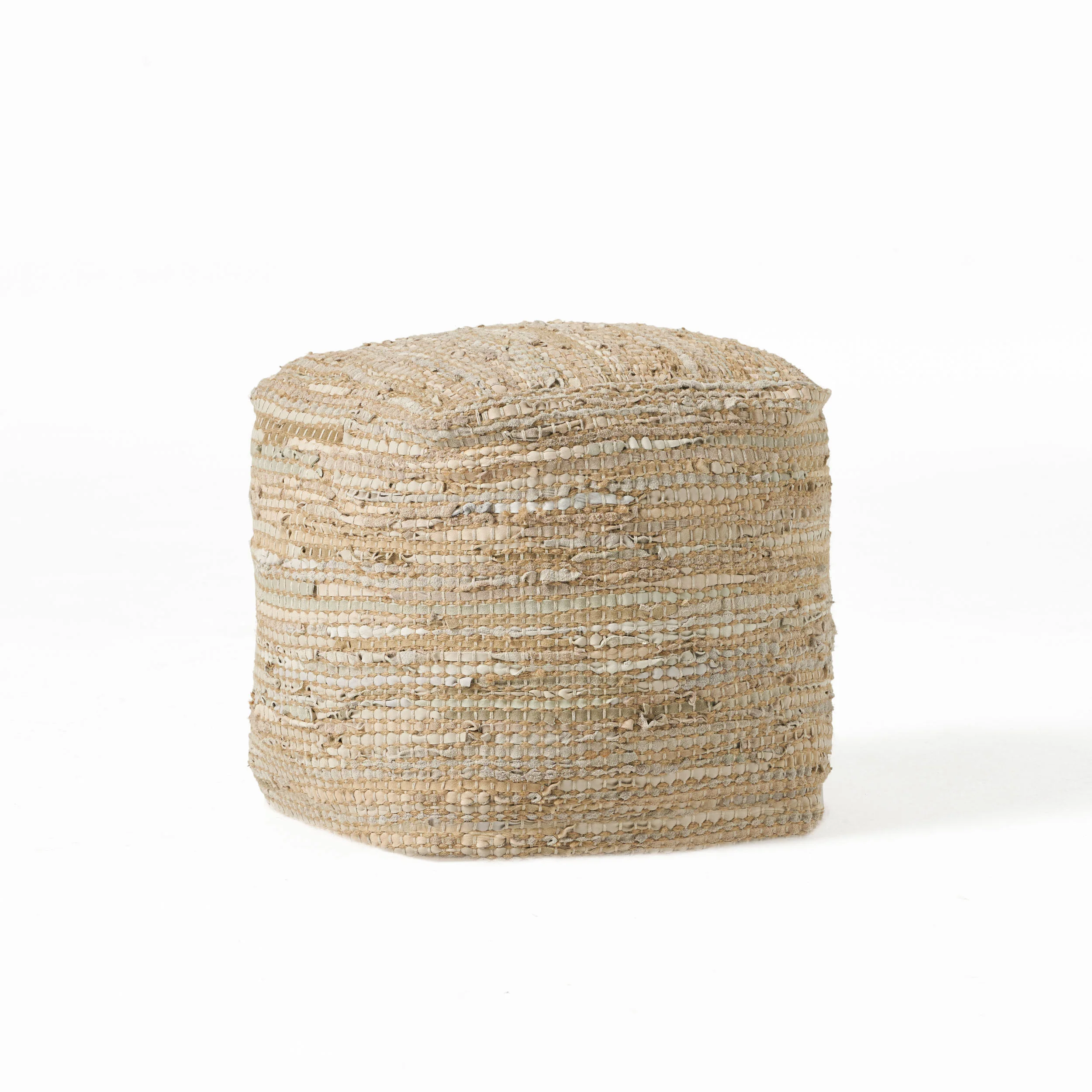 Glencoe Boho Handcrafted Fabric Cube Pouf - furnishings