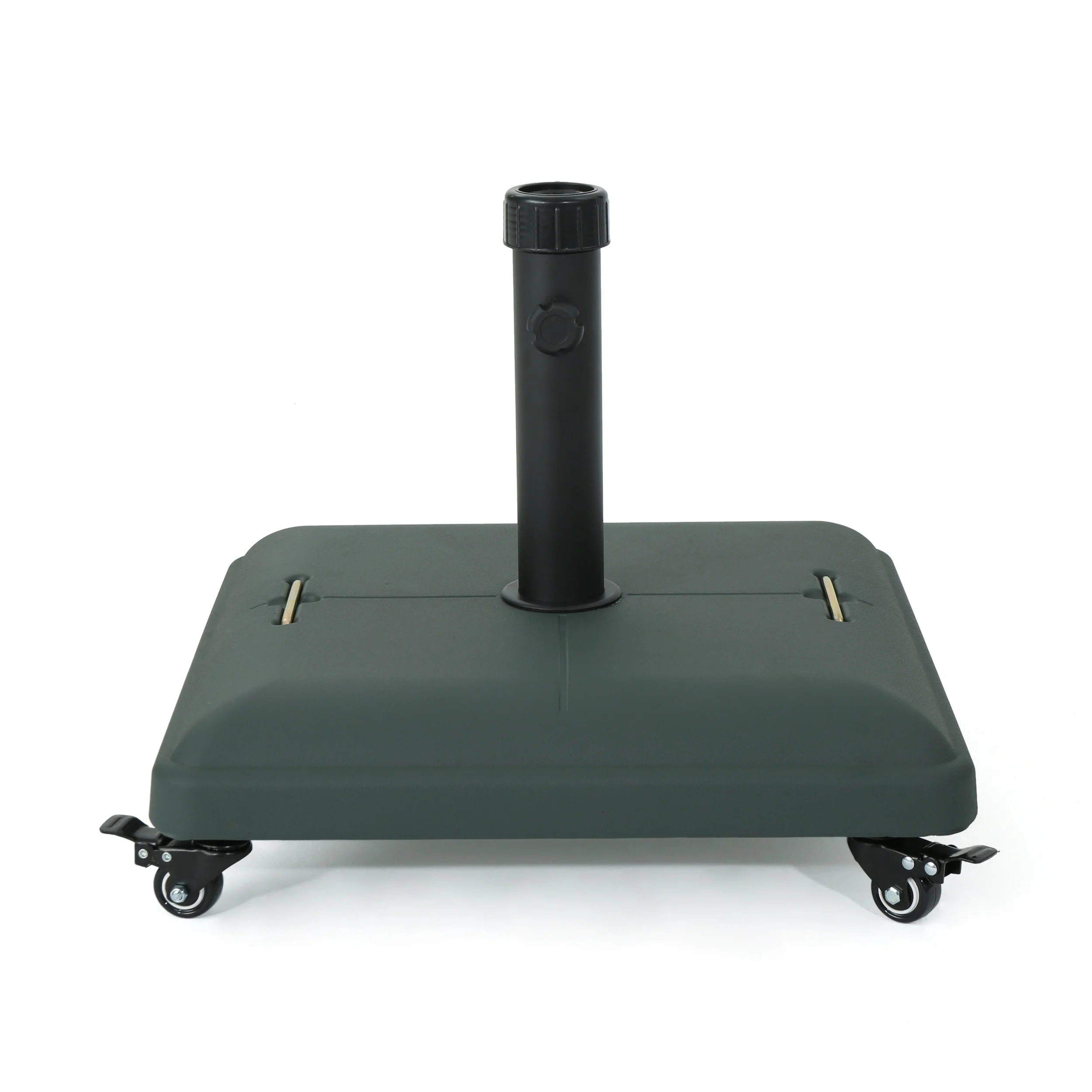 Louise Outdoor Concrete Square 80lb Umbrella Base with Steel Umbrella Holder - furnishings