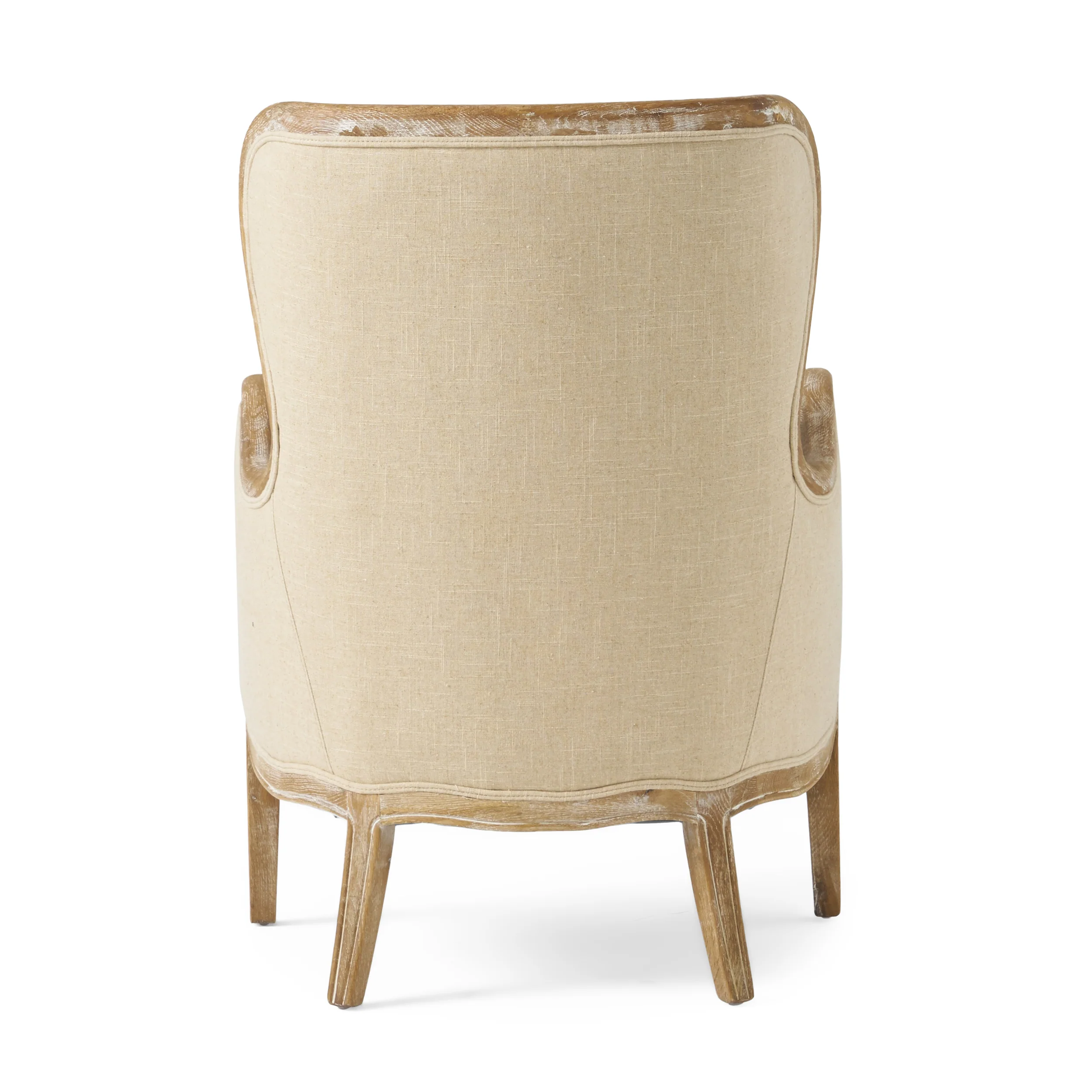 Milton Beige Fabric Wing Chair - furnishings