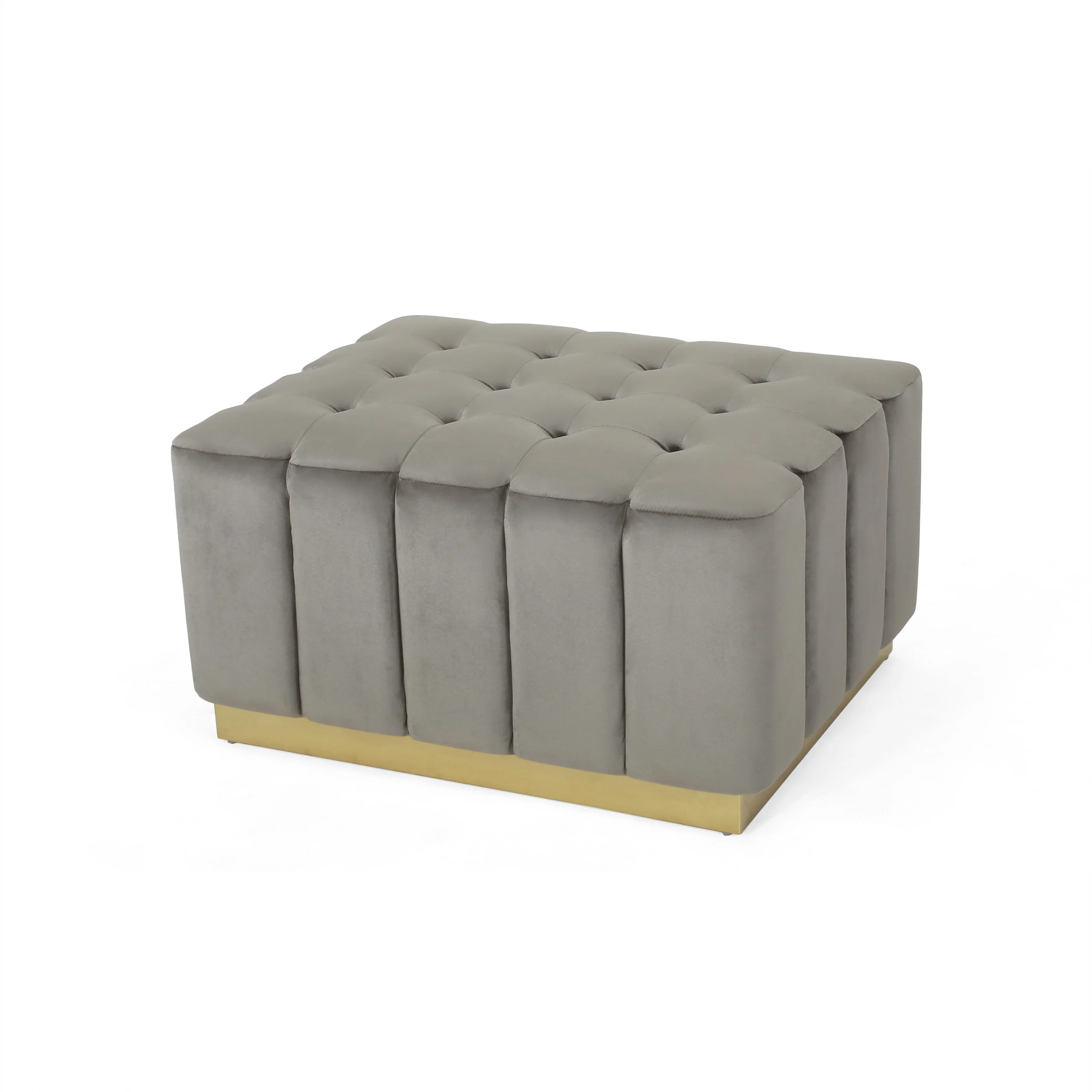 Fairfax Modern Glam Velvet Tufted Ottoman - furnishings
